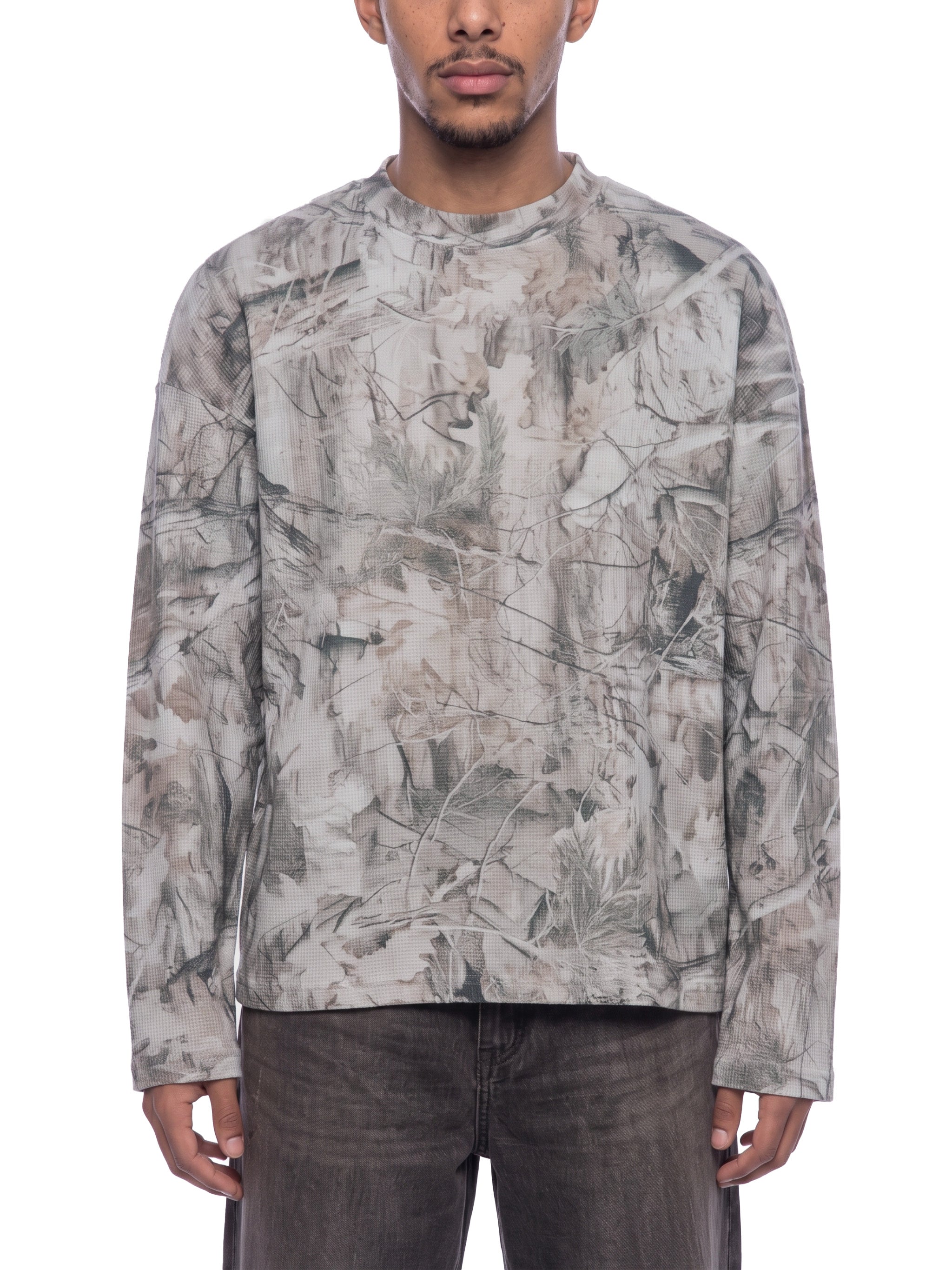 O | tree camo long-sleeve waffle t-shirt