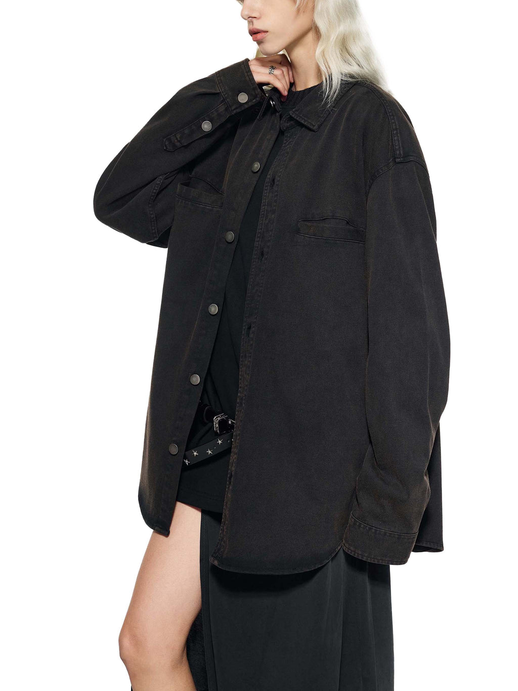 O | vintage-wash heavyweight denim jacket