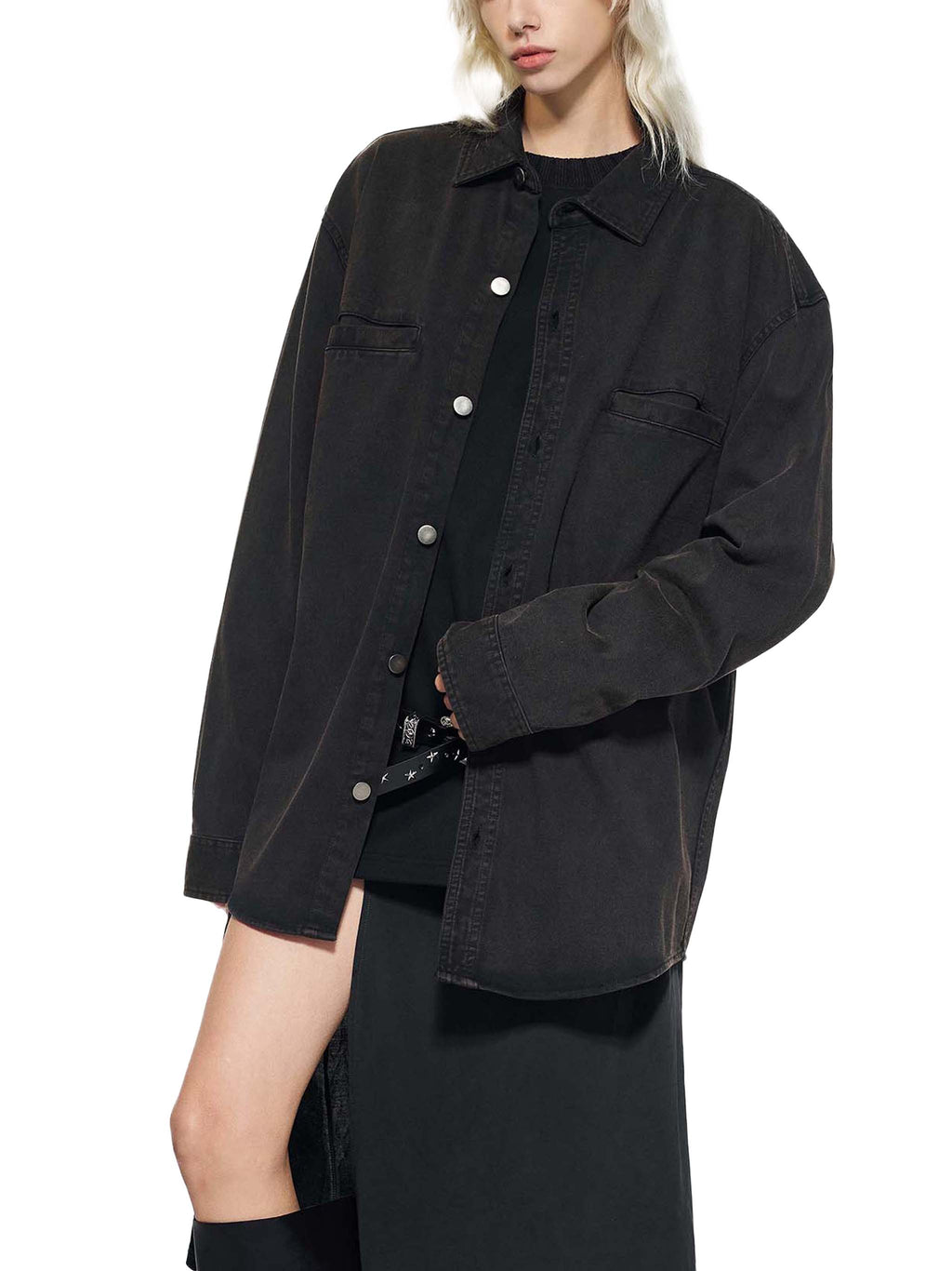 O | vintage-wash heavyweight denim jacket