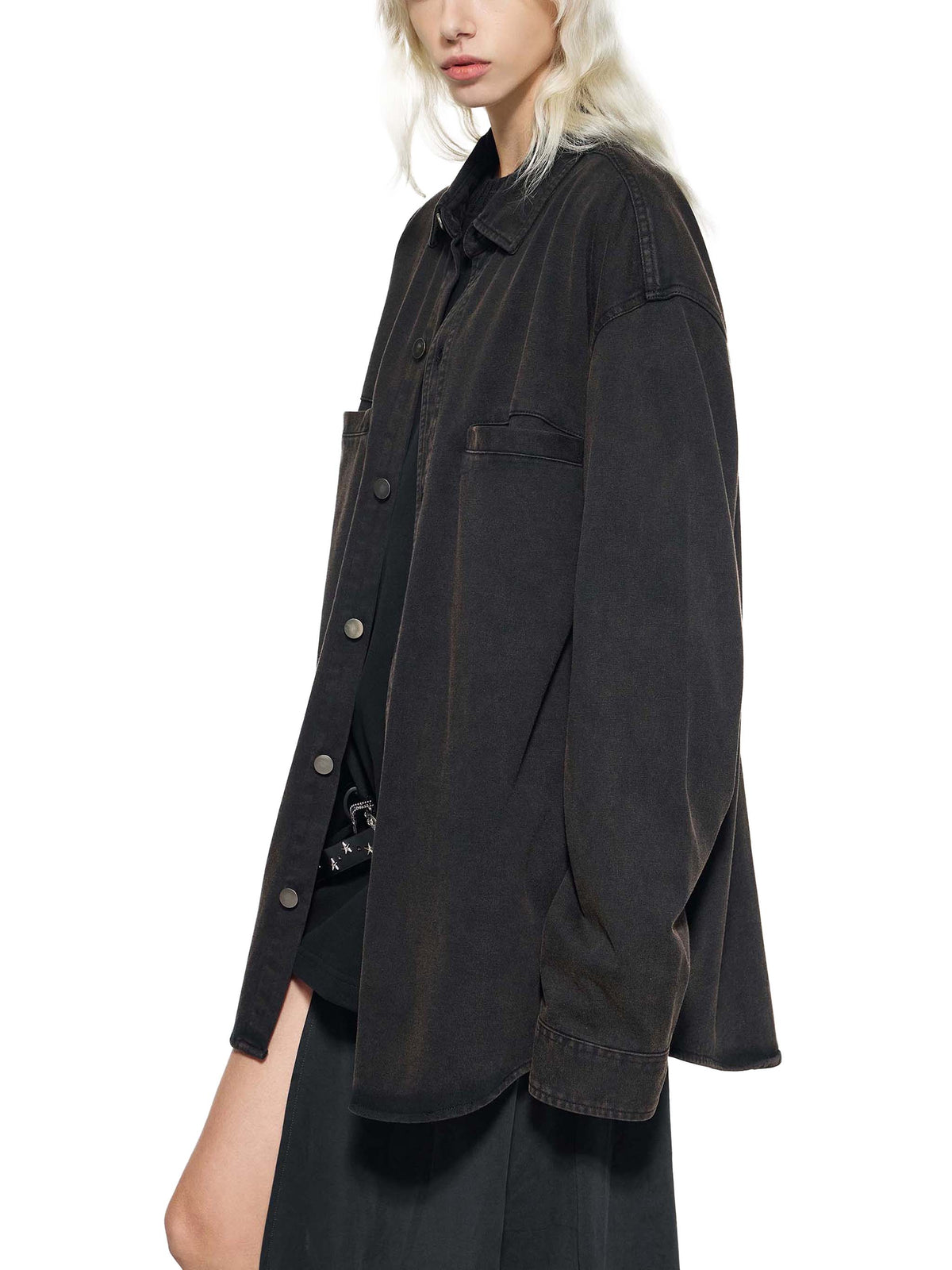 O | vintage-wash heavyweight denim jacket