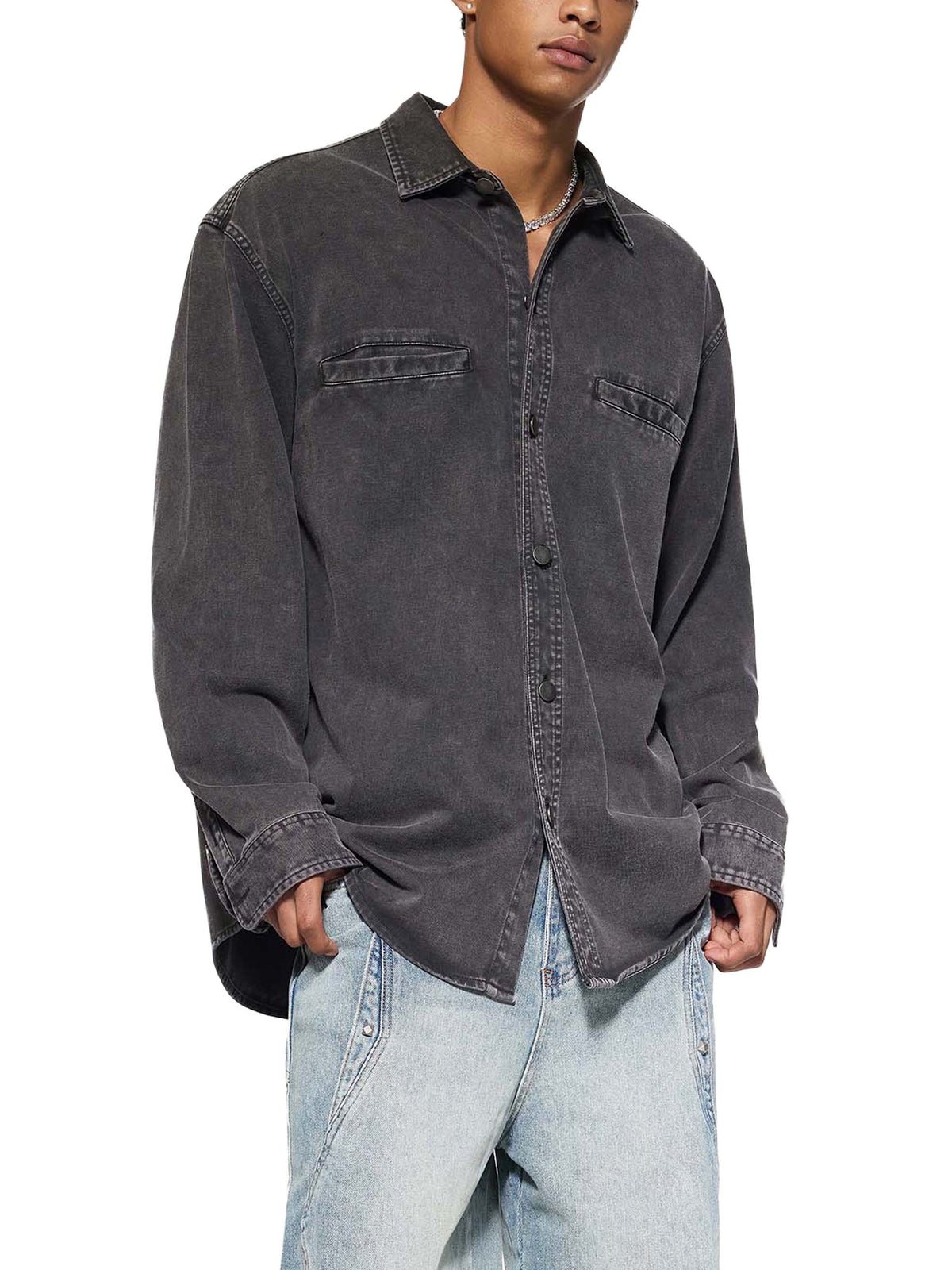 O | vintage-wash heavyweight denim jacket