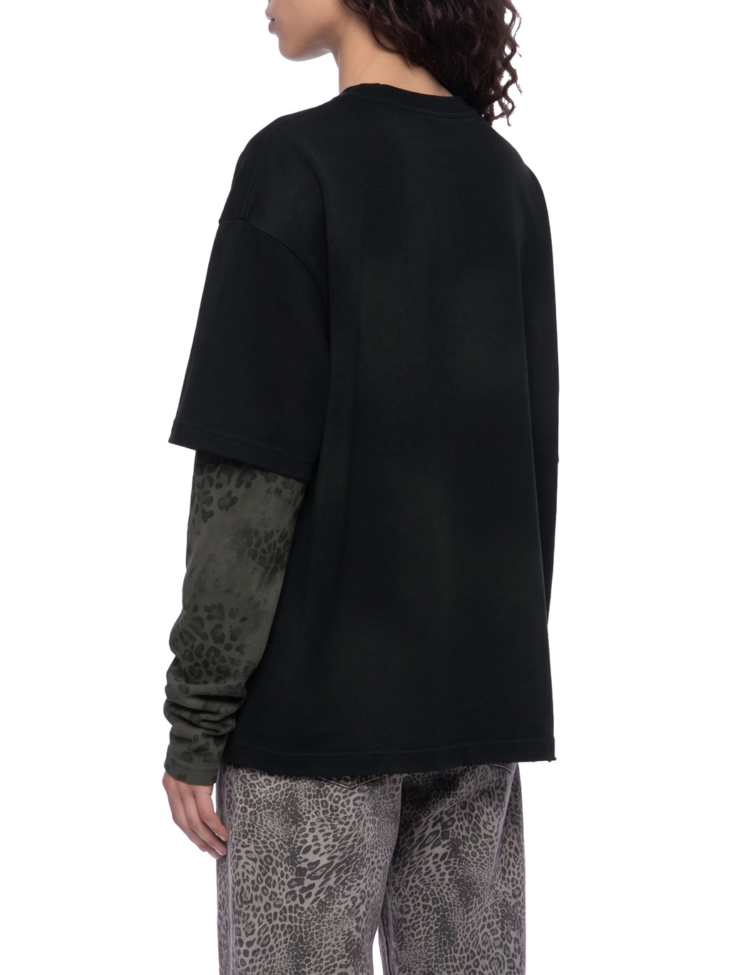 O | vintage wash leopard panelled layer t-shirt