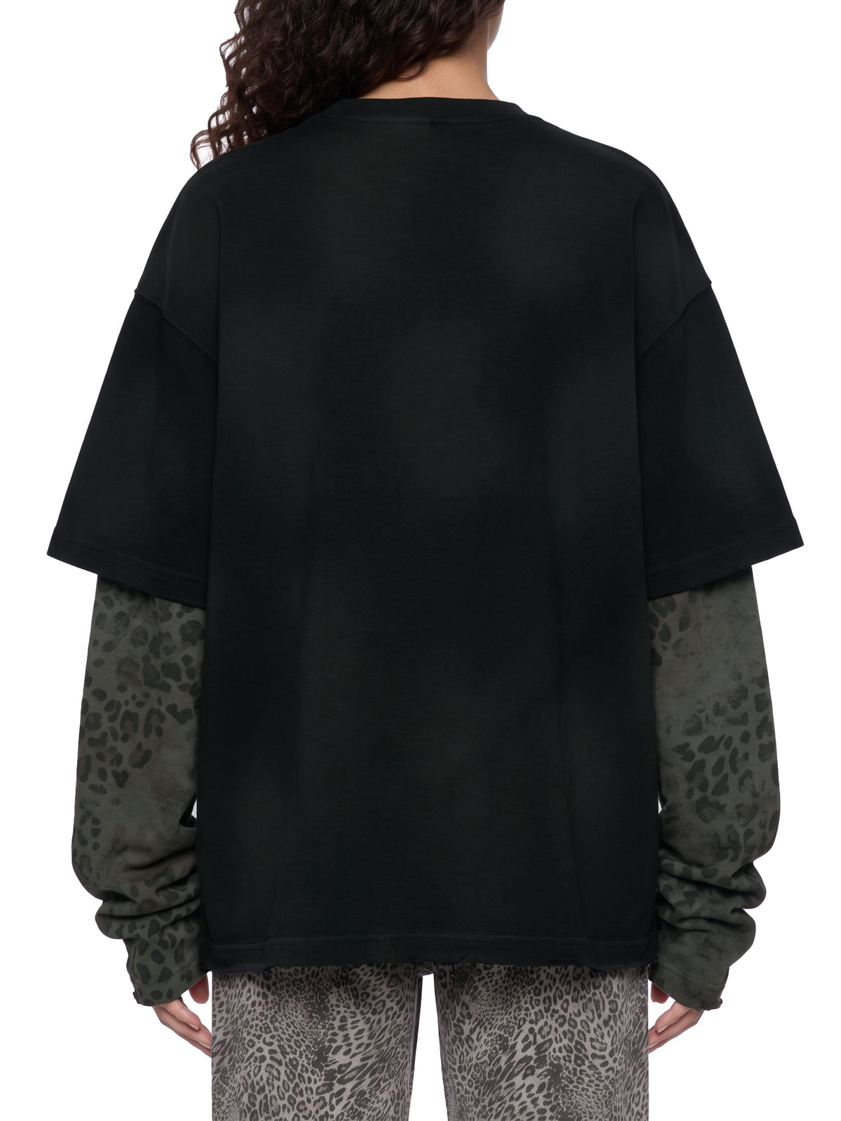 O | vintage wash leopard panelled layer t-shirt
