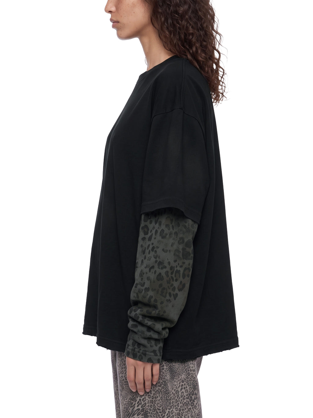 O | vintage wash leopard panelled layer t-shirt