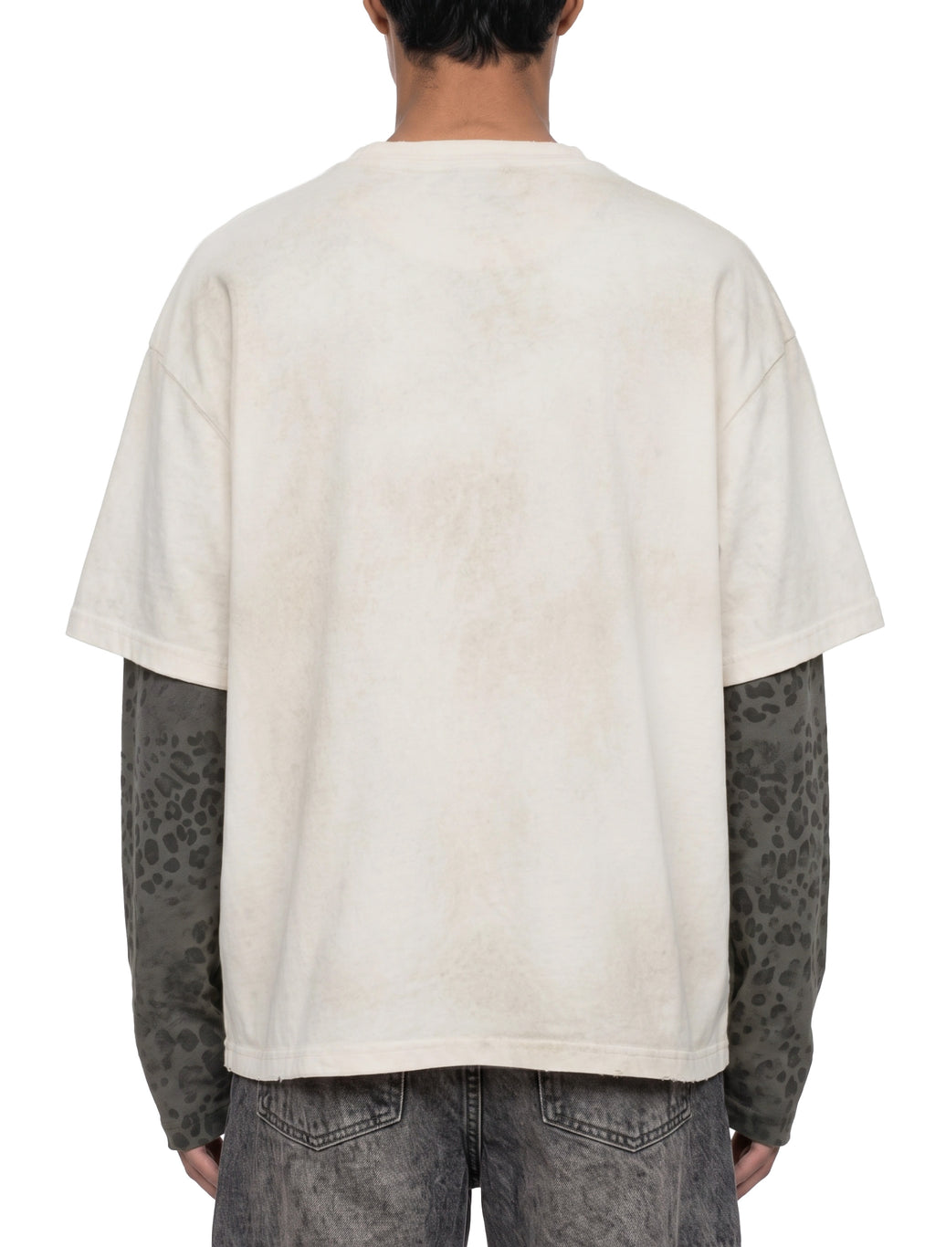 O | vintage wash leopard panelled layer t-shirt