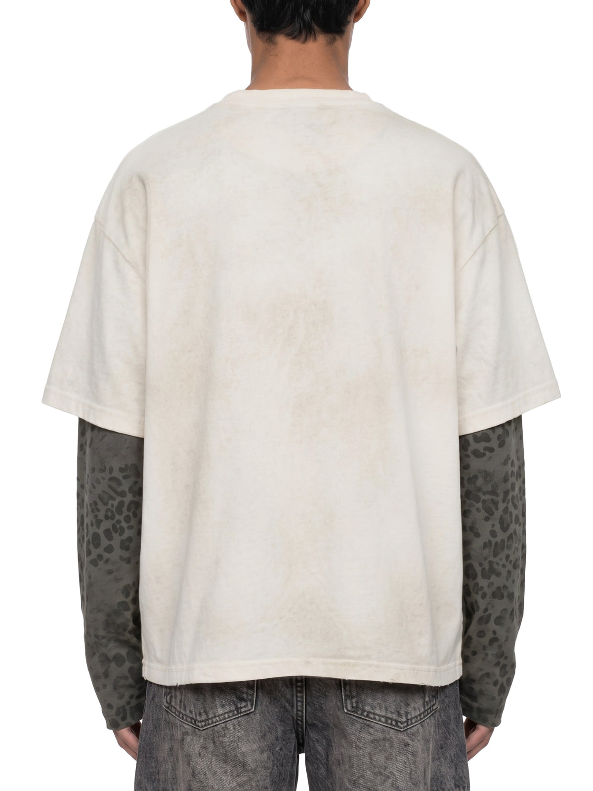 O | vintage wash leopard panelled layer t-shirt
