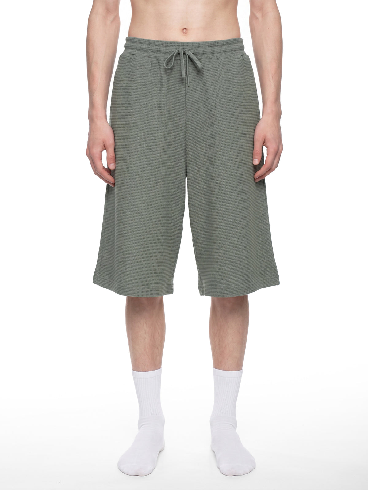 O | wide-leg waffle shorts