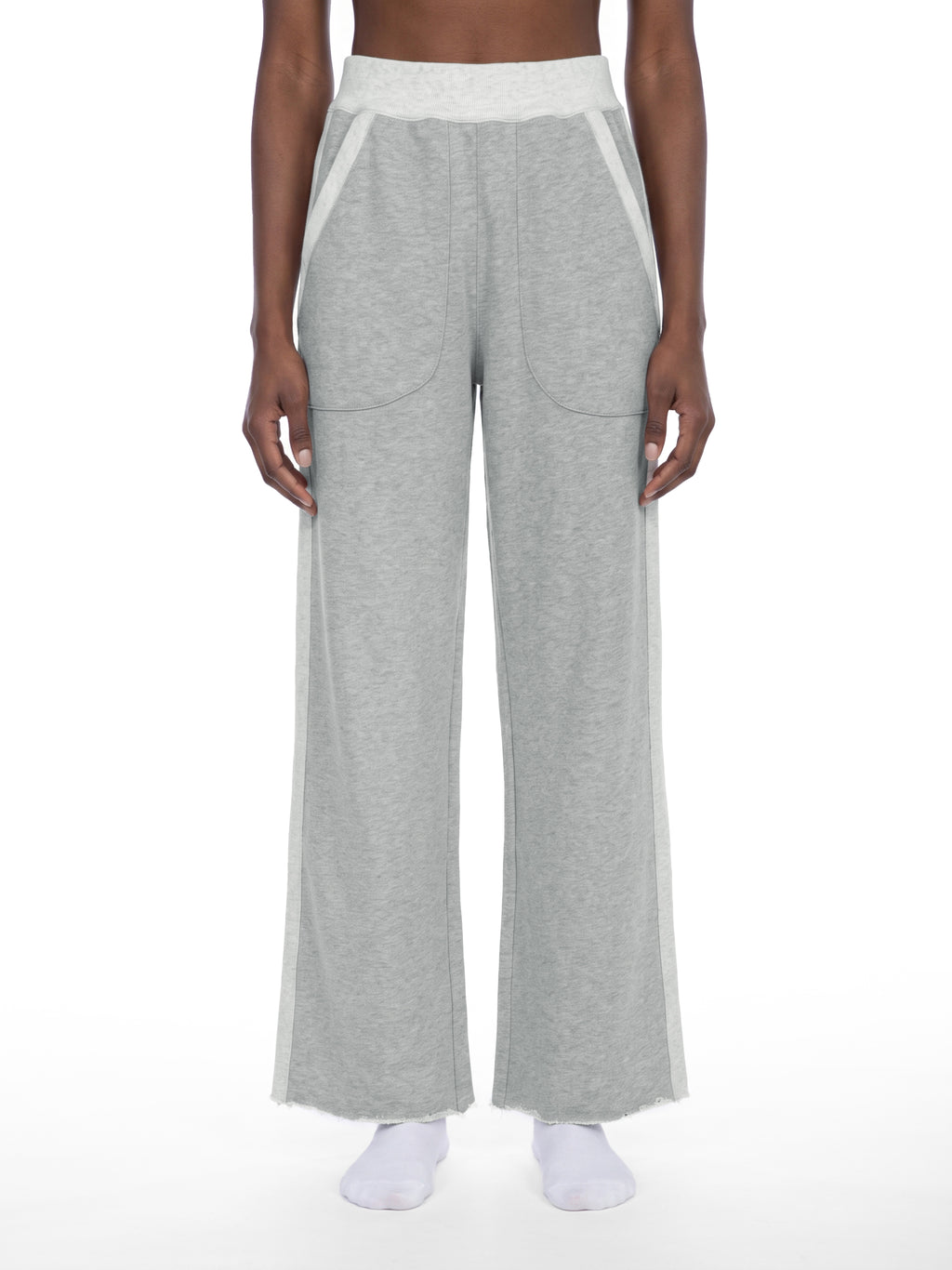 W | colour block raw hem sweatpants