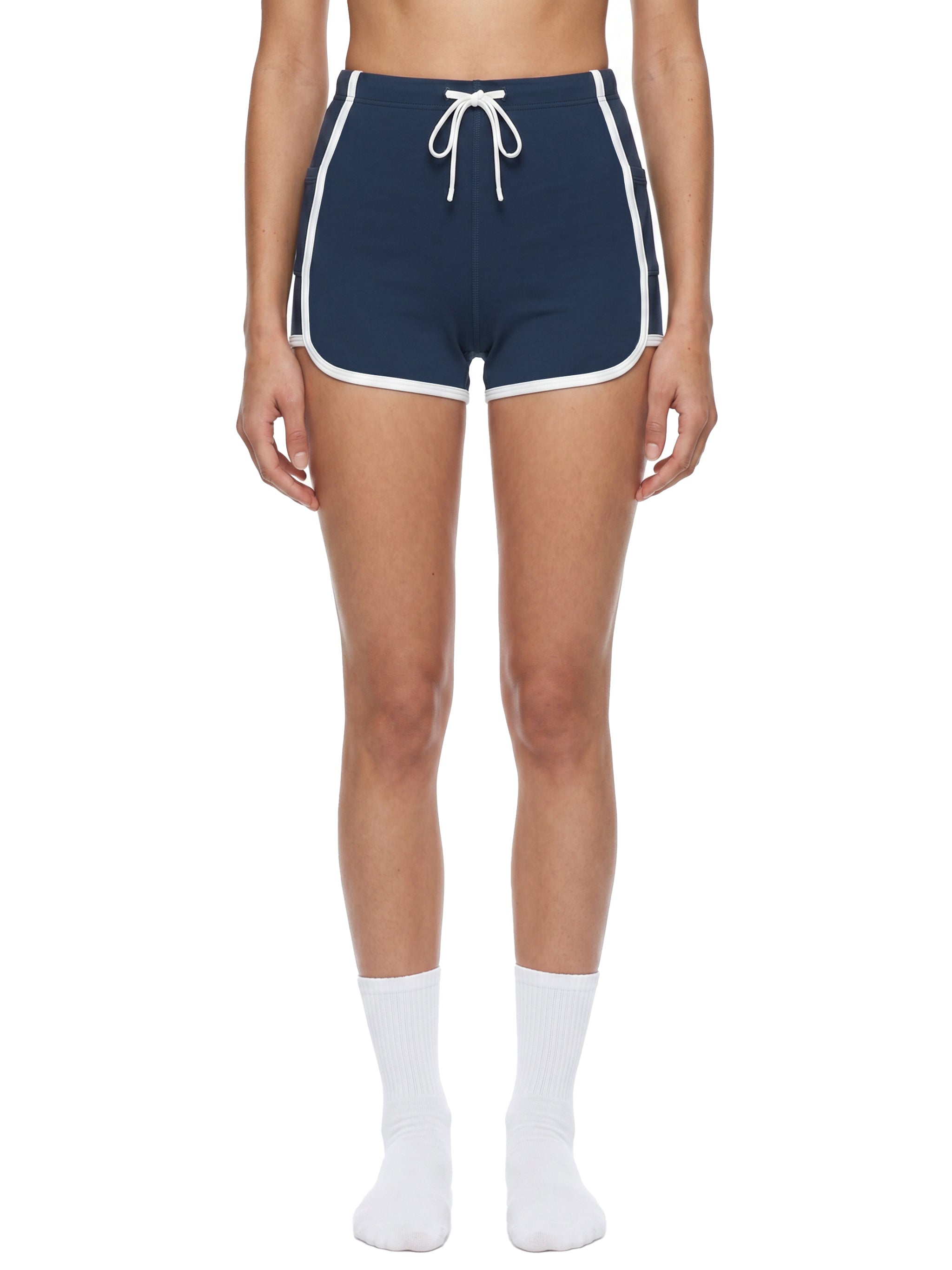 W | high-rise colour block yoga shorts