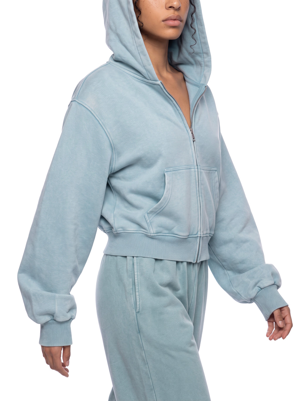 W | mineral wash full-zip hoodie