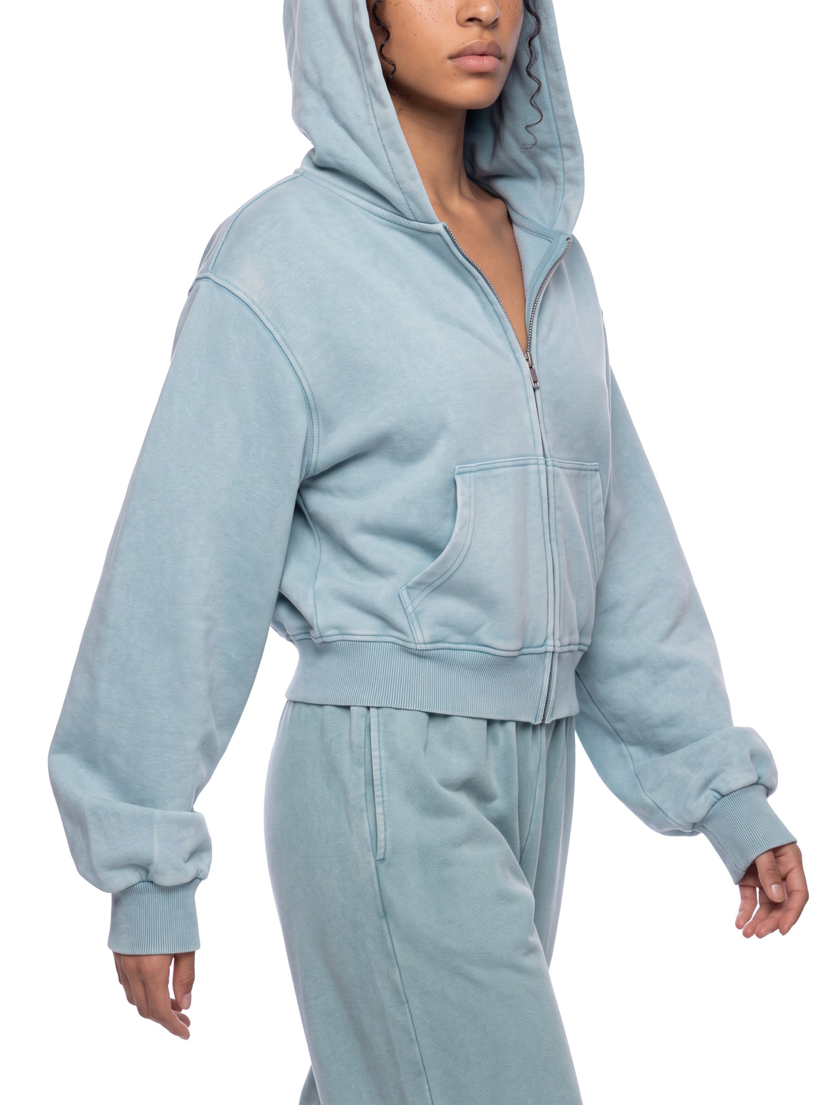 W | mineral wash full-zip hoodie