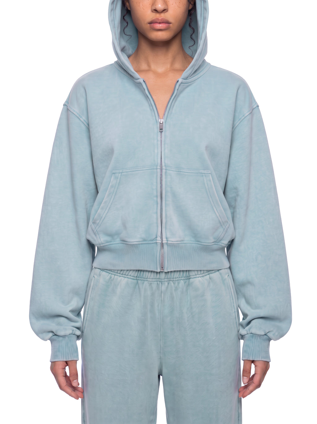 W | mineral wash full-zip hoodie