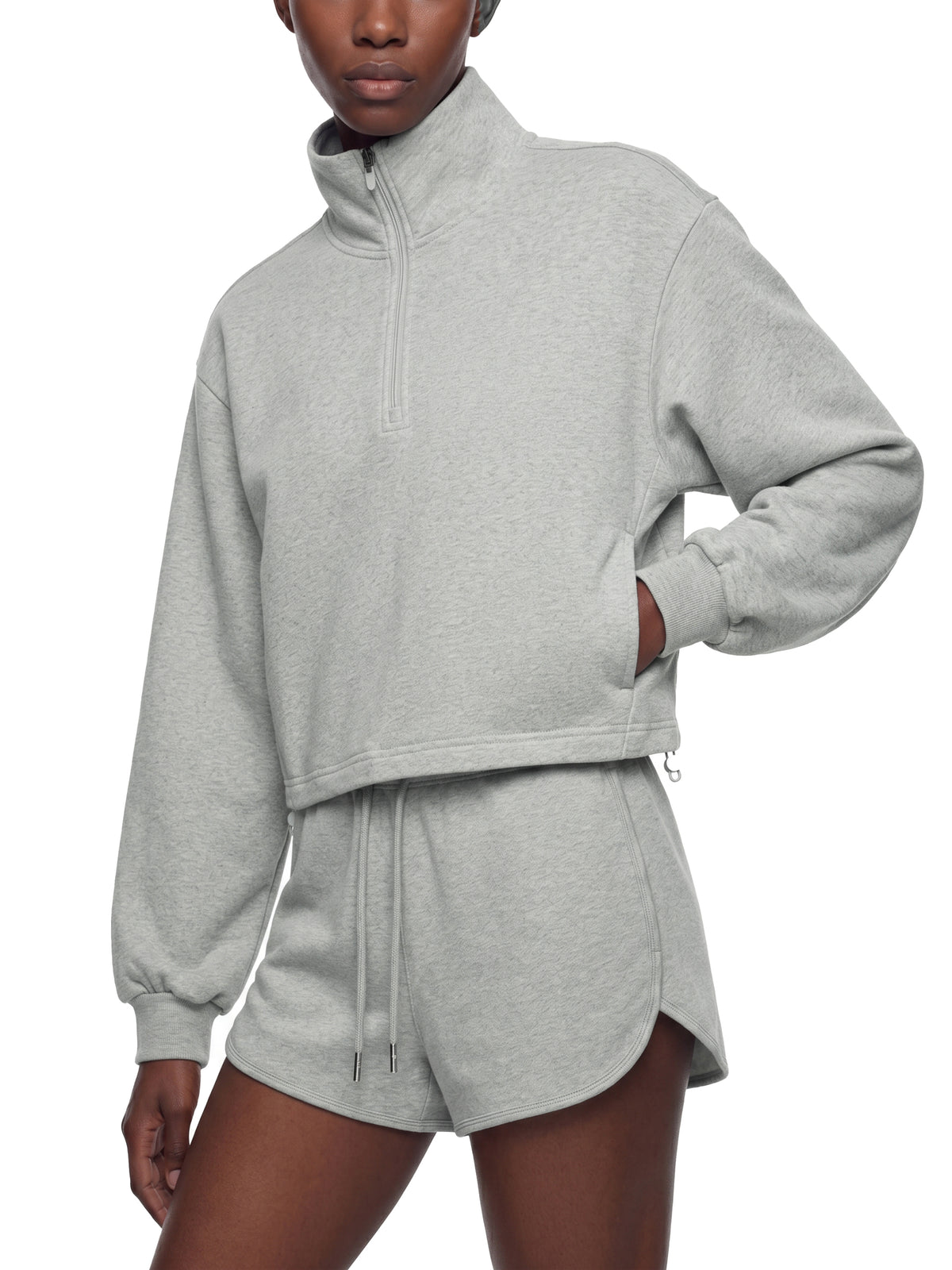 W | mock-neck quarter-zip sweatshirt