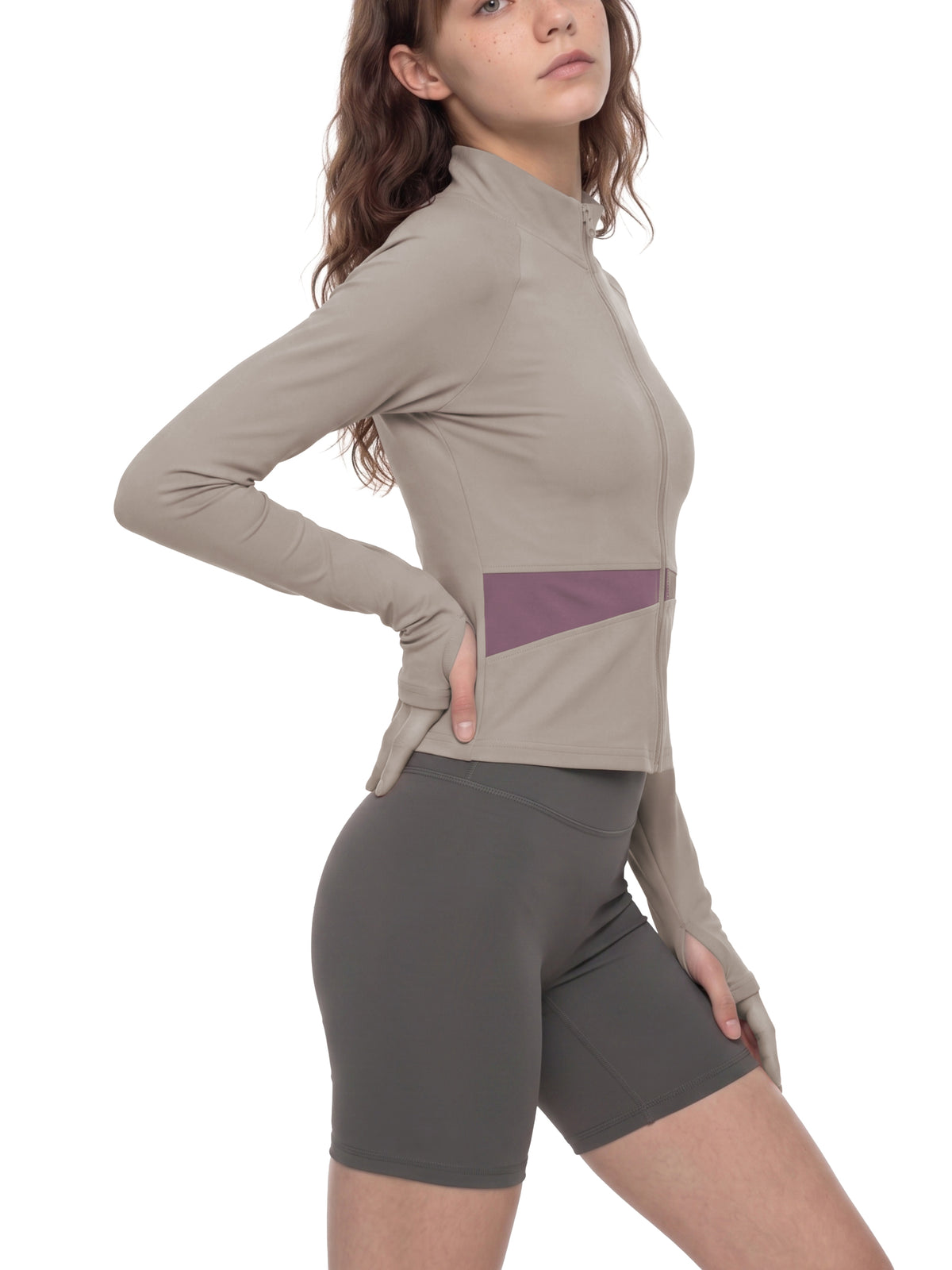 W | panelled yoga jacket