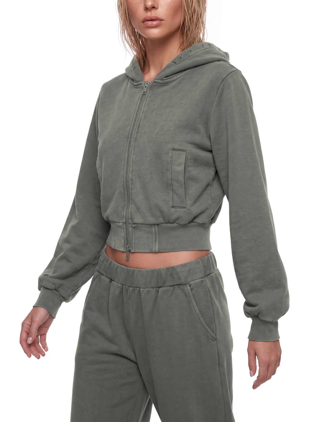 W | vintage wash full zip hoodie