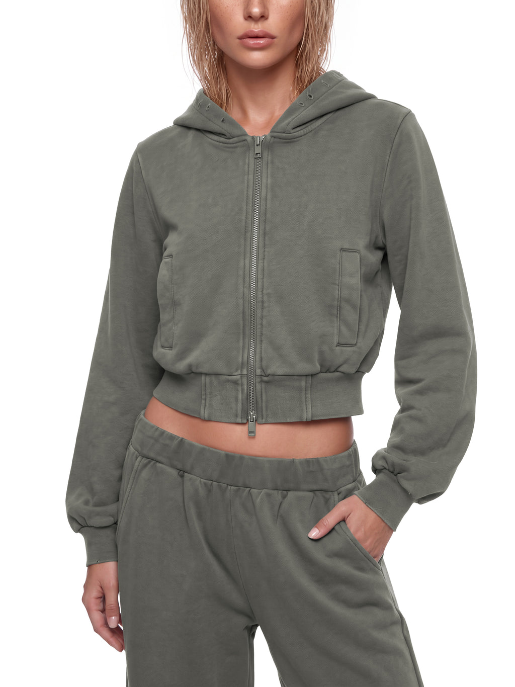 W | vintage wash full zip hoodie