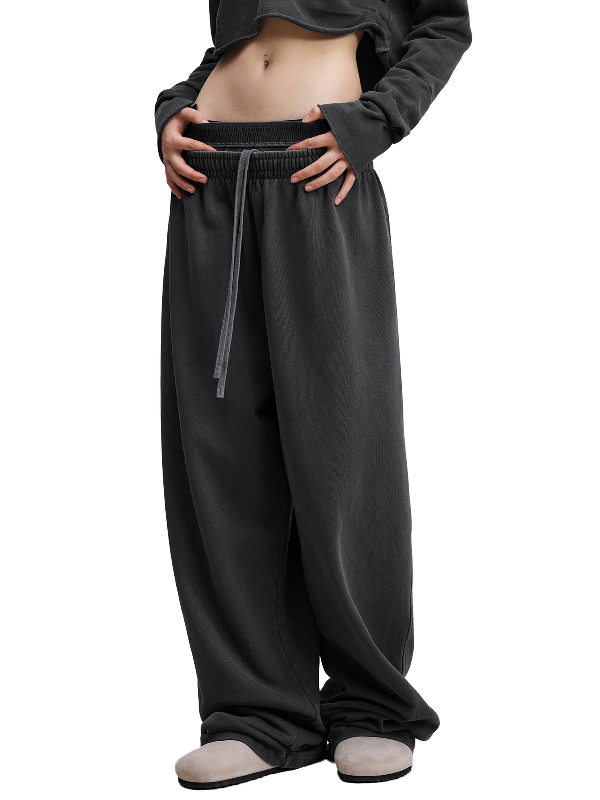 W | vintage washed double-waist pants