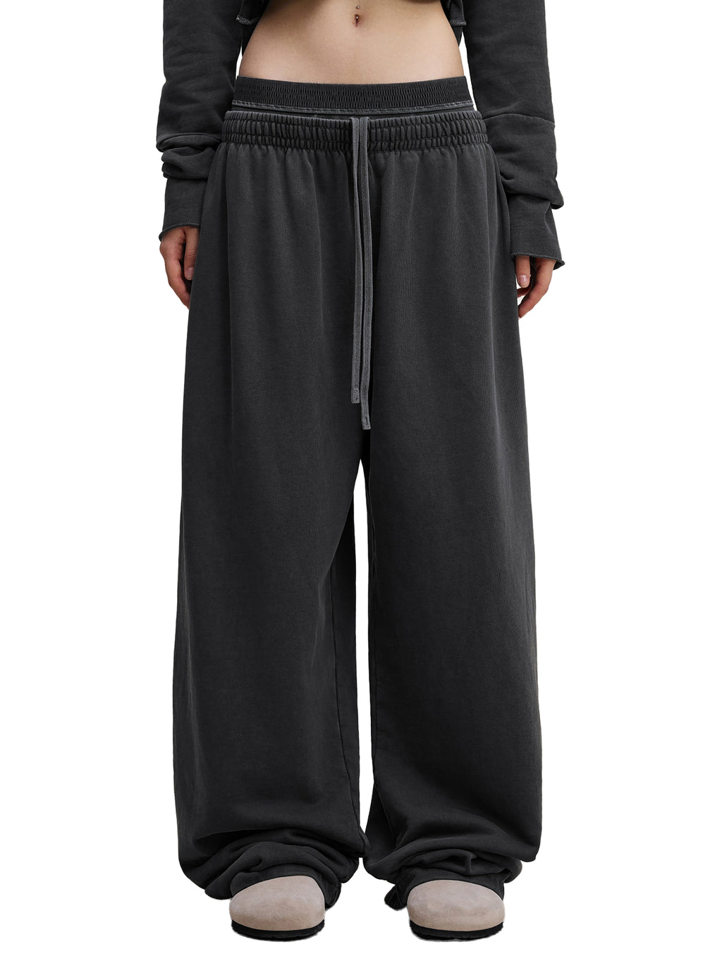 W | vintage washed double-waist pants
