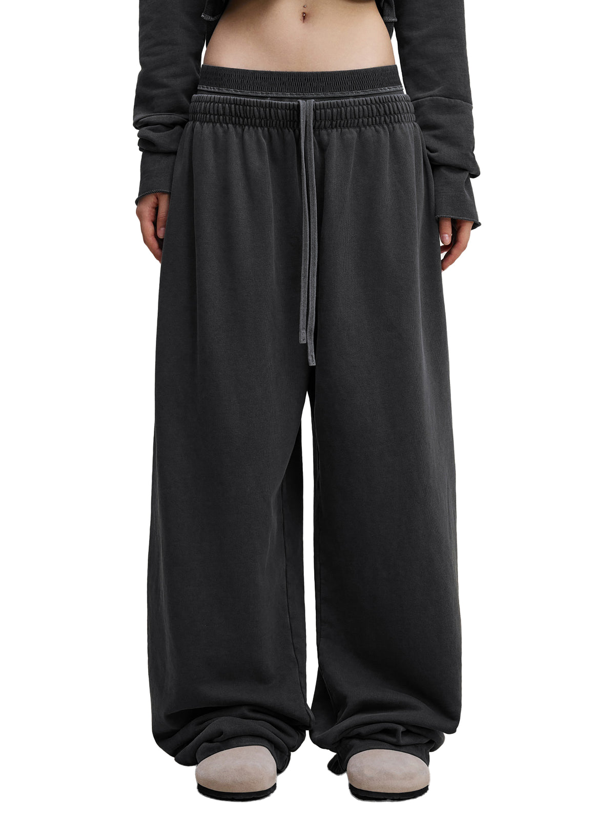 W | vintage washed double-waist pants