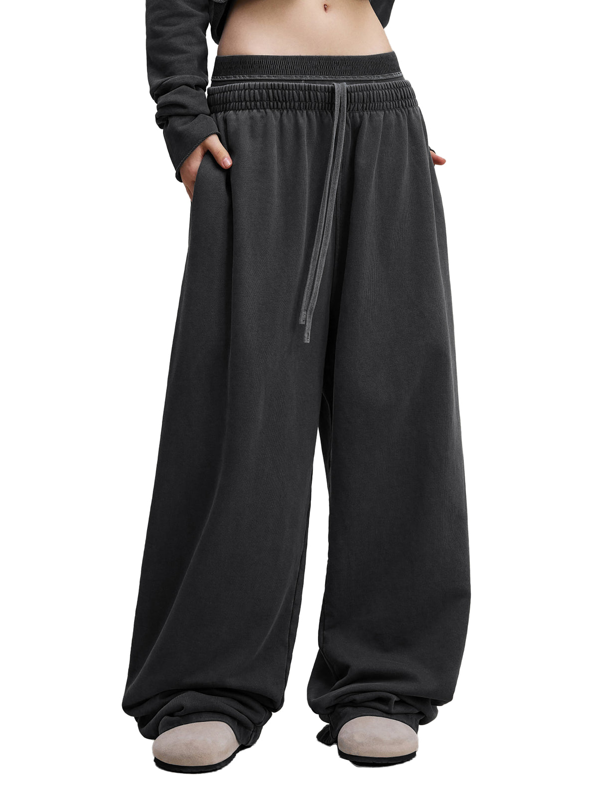 W | vintage washed double-waist pants
