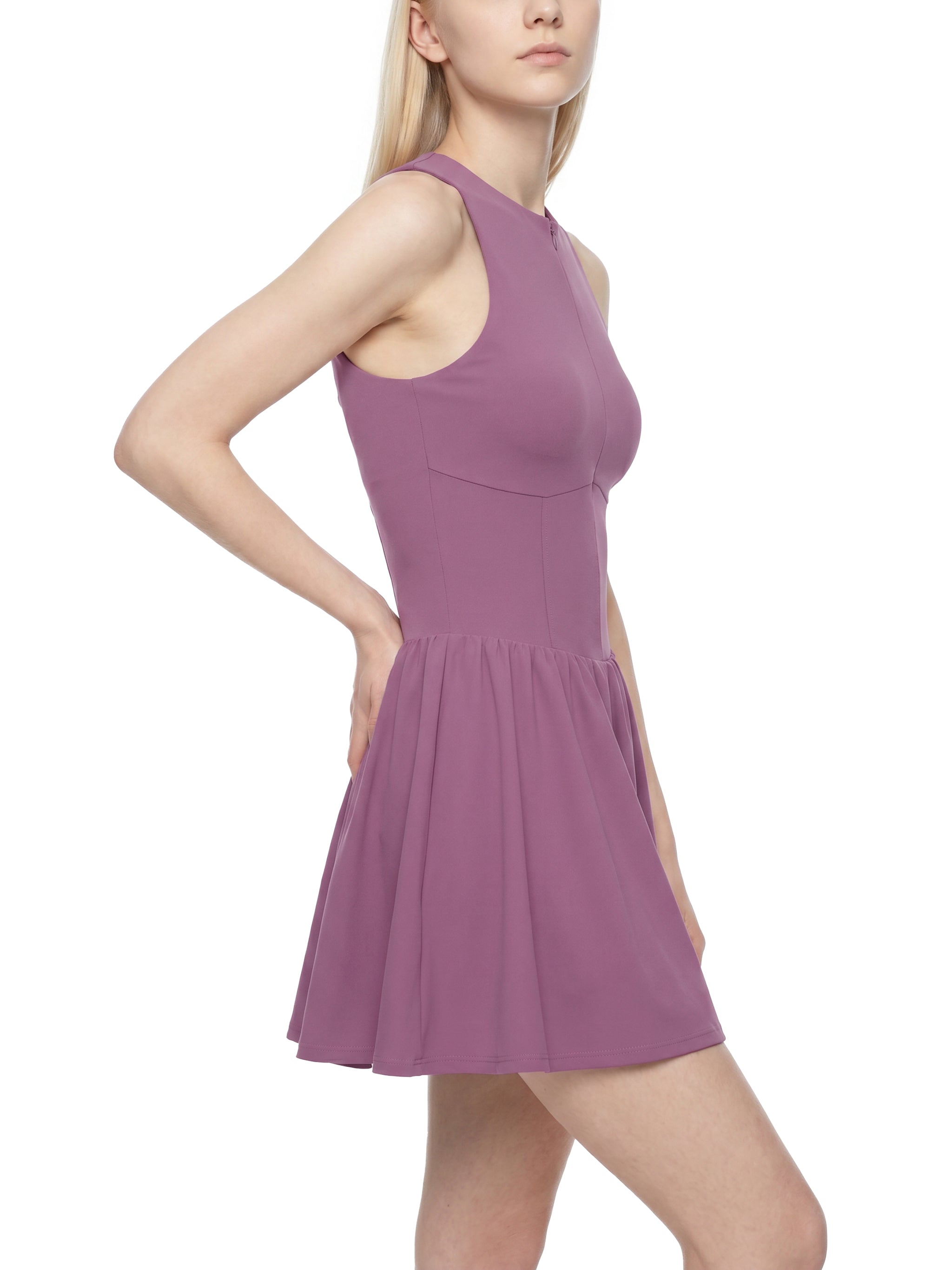 W | x-line ruched sleeveless full-zip dress