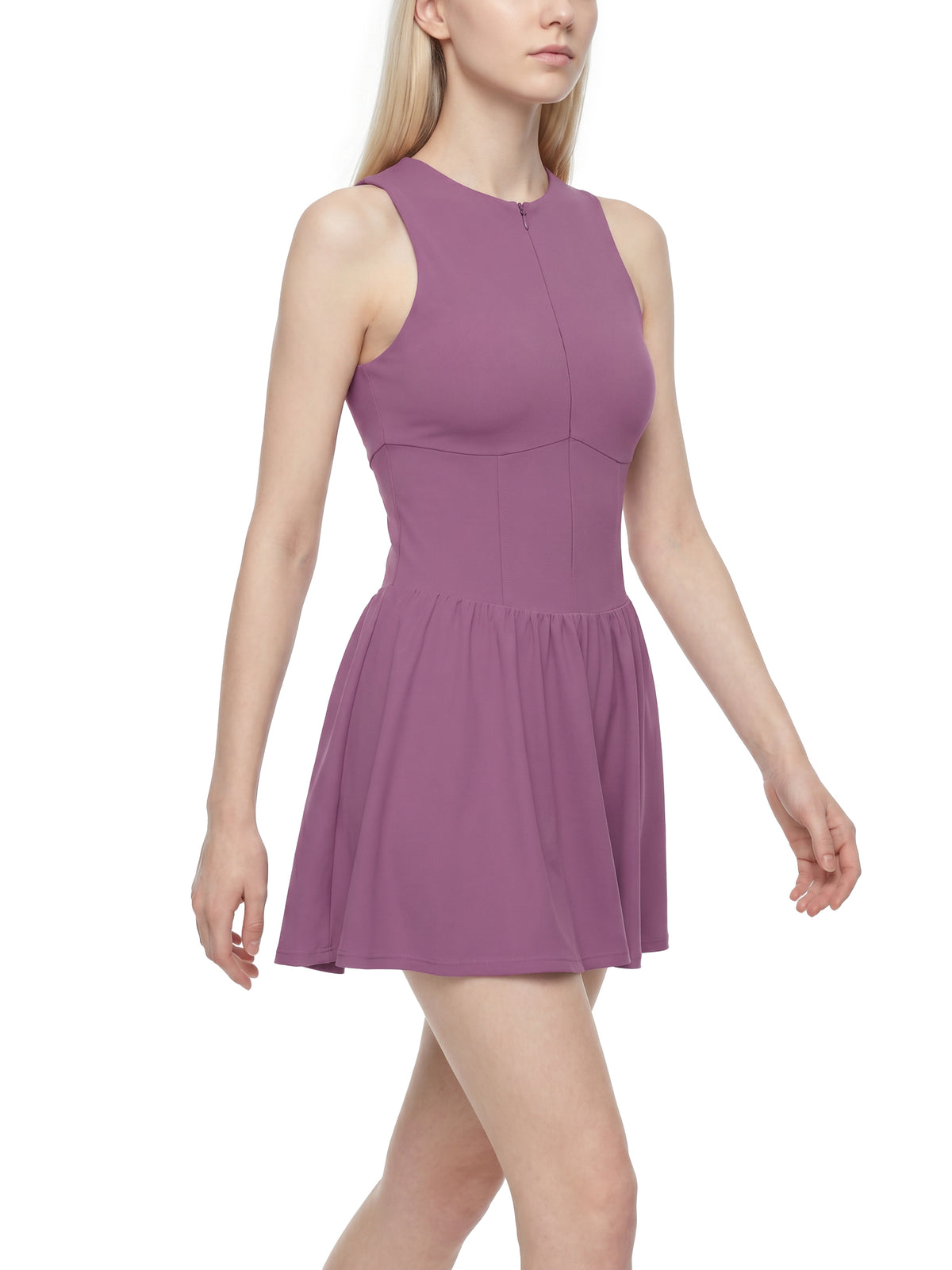 W | x-line ruched sleeveless full-zip dress