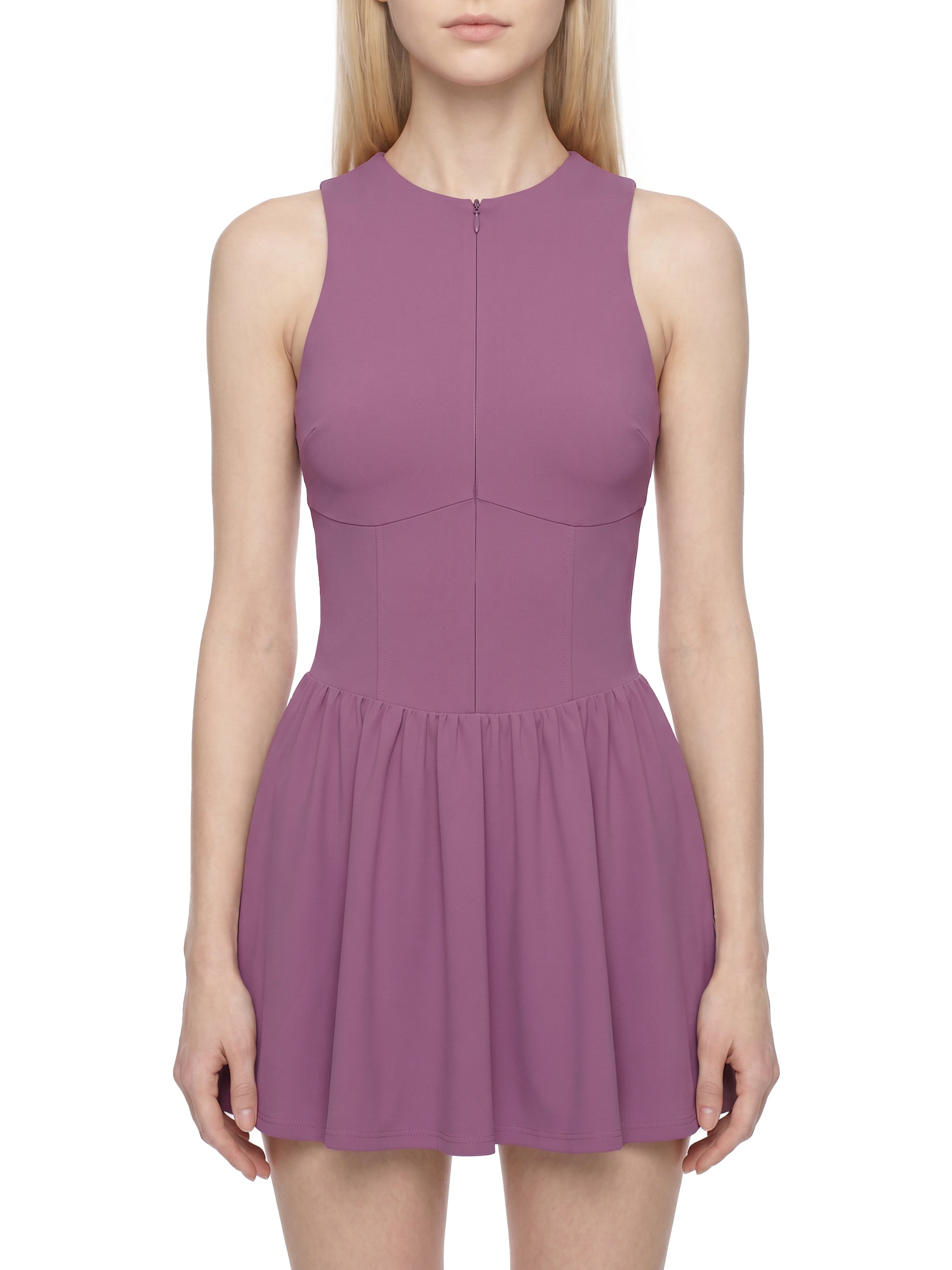 W | x-line ruched sleeveless full-zip dress