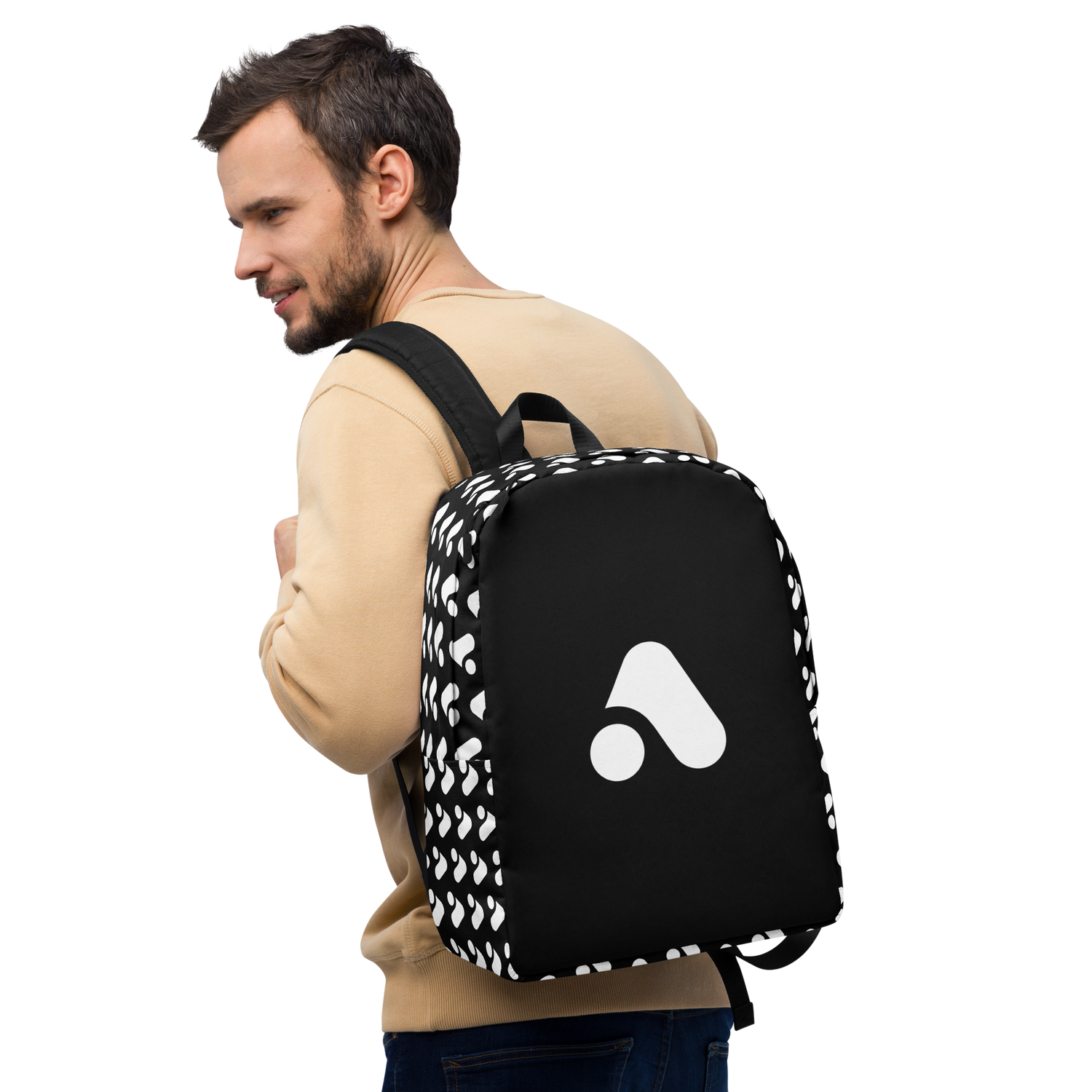 Black Pattern Minimalist Backpack - Arcadia Apparel