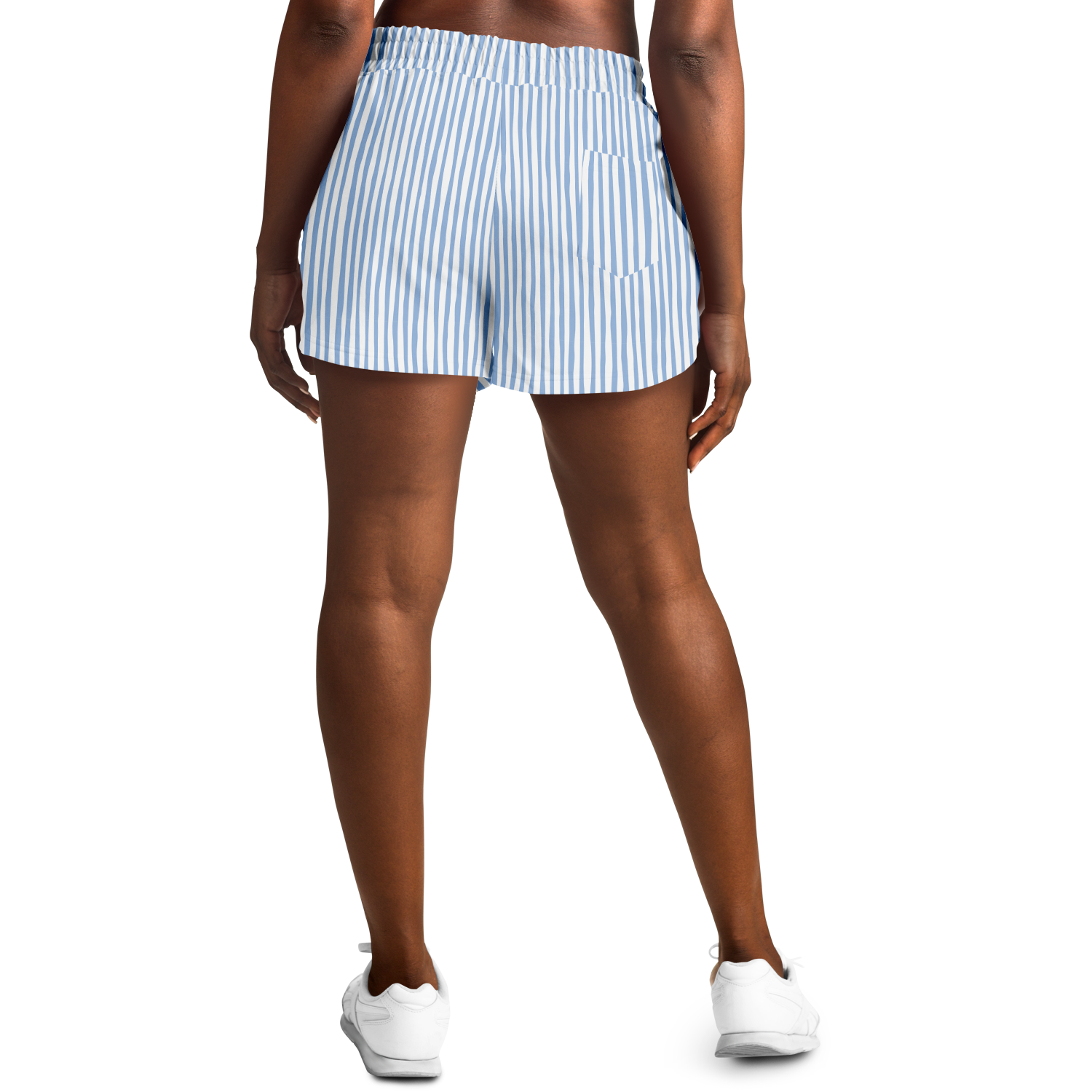 WOMEN'S SUMMIT SHORTS | vertical blue and white lines pattern