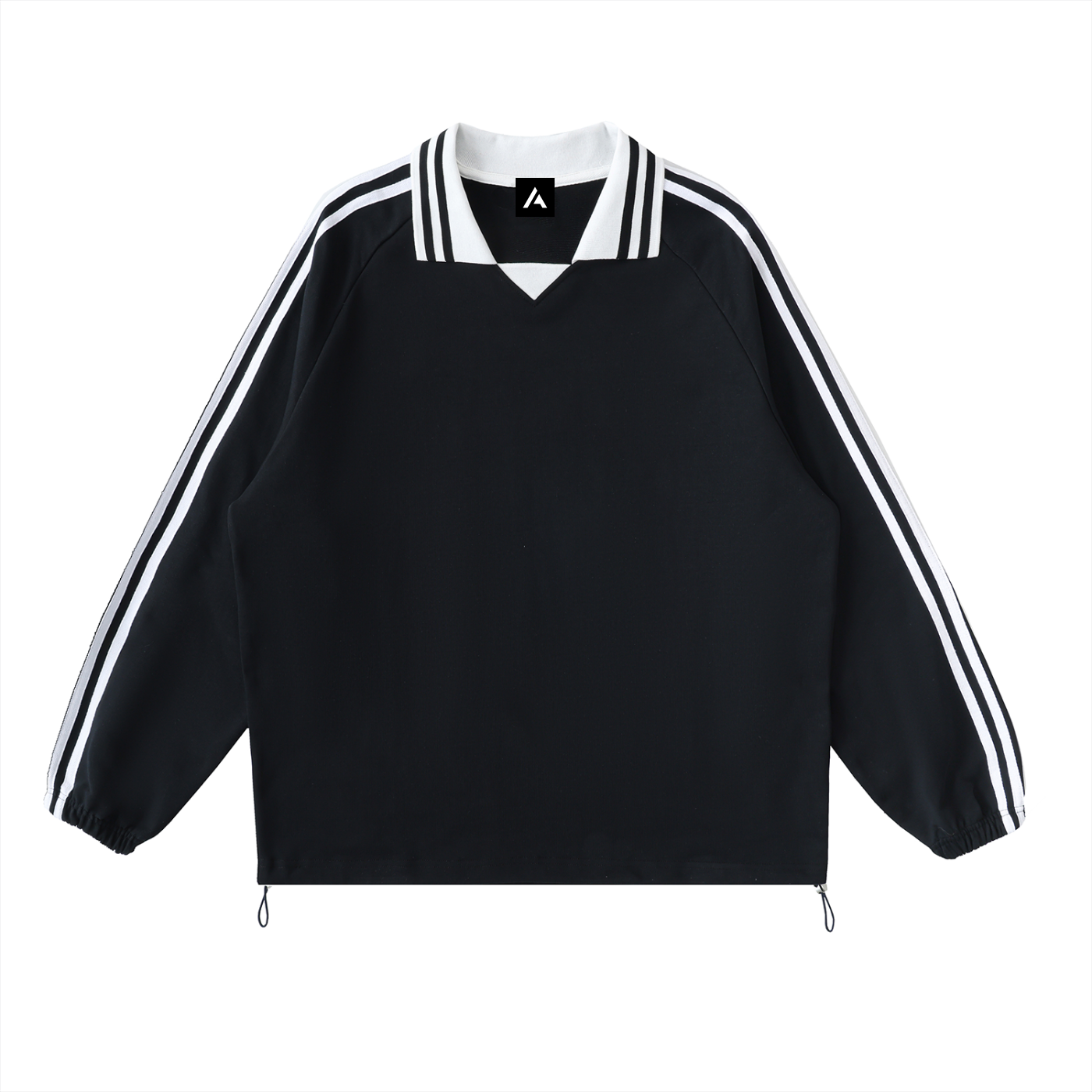 M CONTRAST STRIPED LAPEL COLLAR SWEATSHIRT – Arcadia Apparel