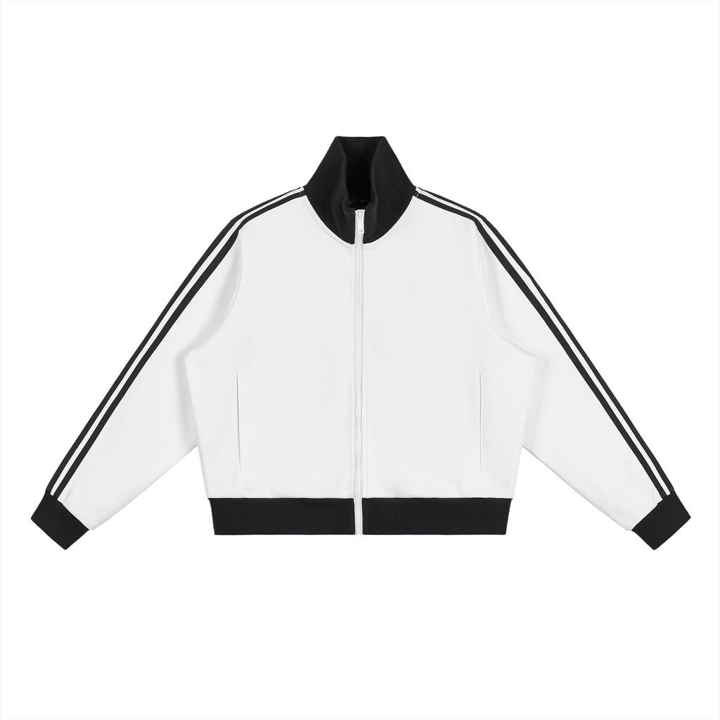 all,arcaprl,arcadia apparel,arcadia,contrast,side stripe,fleece,cropped,track,jacket