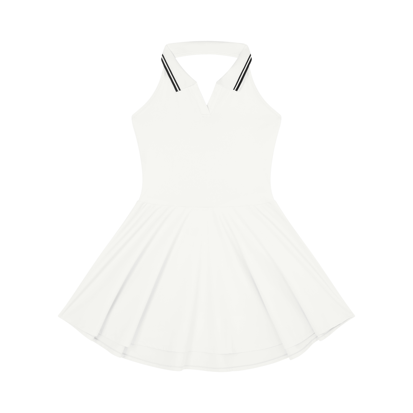 white halter tennis dress Vintage 1970s Top Seed White Halter Tennis Dress W Navy Blue Stitching Bust 32