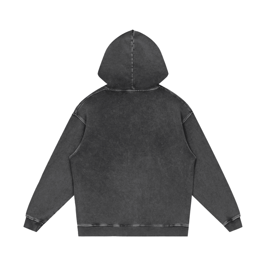 M | SNOW WASHED LOOSE COTTON HOODIE | with logo - Arcadia Apparel