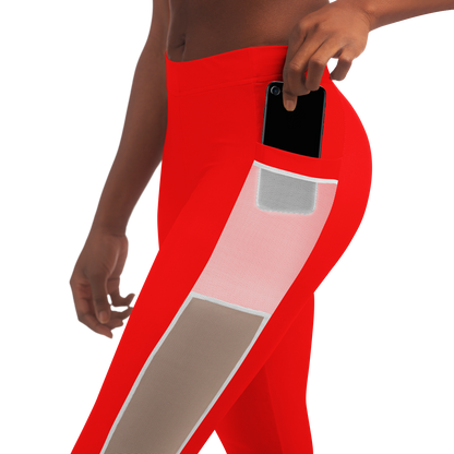 Alizarin Red Mesh Pocket Leggings - Arcadia Apparel