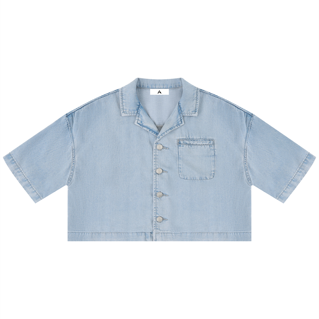 all,arcaprl,vintage,wash,boxy,cropped ,shirt,women's,upper body,100% lyocell