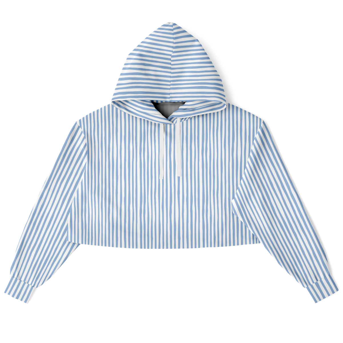 WOMEN'S BRIGHT SIDE COLLECTION | CROPPED HOODIE | vertical blue and white lines pattern