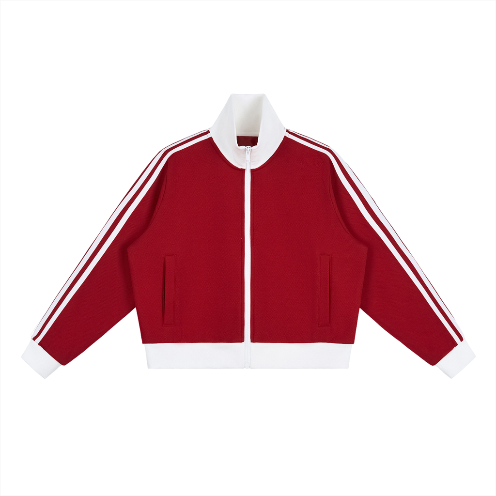all,arcaprl,arcadia apparel,arcadia,contrast,side stripe,fleece,cropped,track,jacket