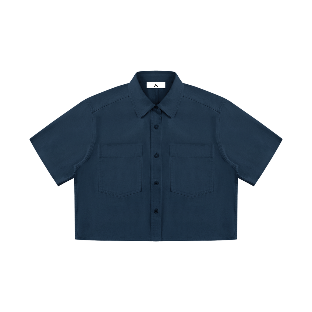 all,arcaprl,crop,short,sleeve,shortsleeve,shirt,collar,collared,100,cotton,upper,body,women,woman,womens,womans,wt0225