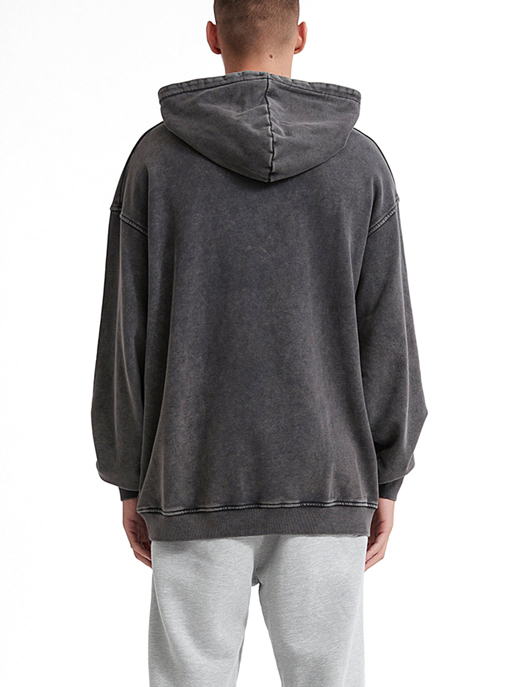 M | SNOW WASHED LOOSE COTTON HOODIE | no logo - Arcadia Apparel