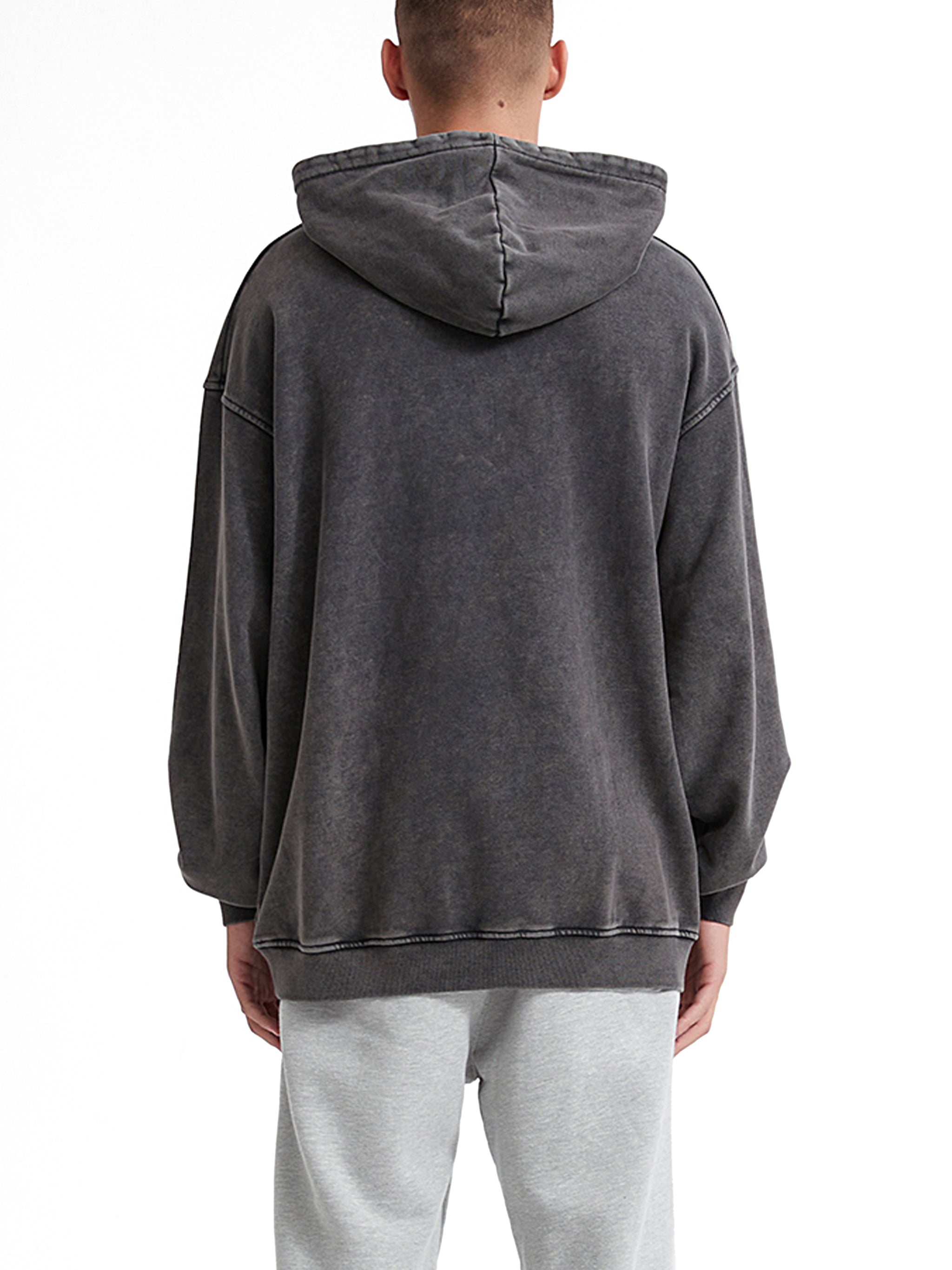 M | SNOW WASHED LOOSE COTTON HOODIE | no logo - Arcadia Apparel