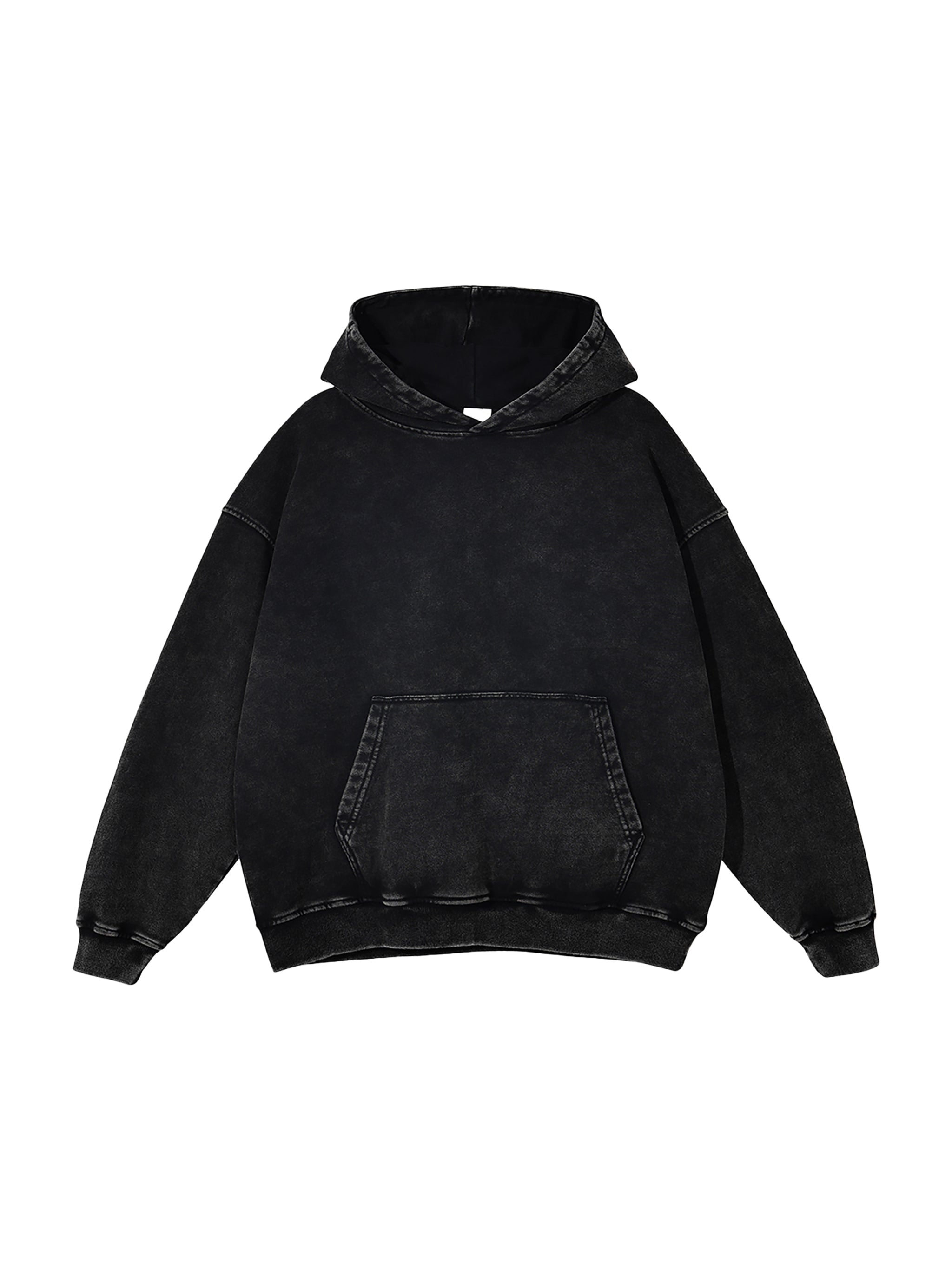 M | SNOW WASHED LOOSE COTTON HOODIE | no logo - Arcadia Apparel