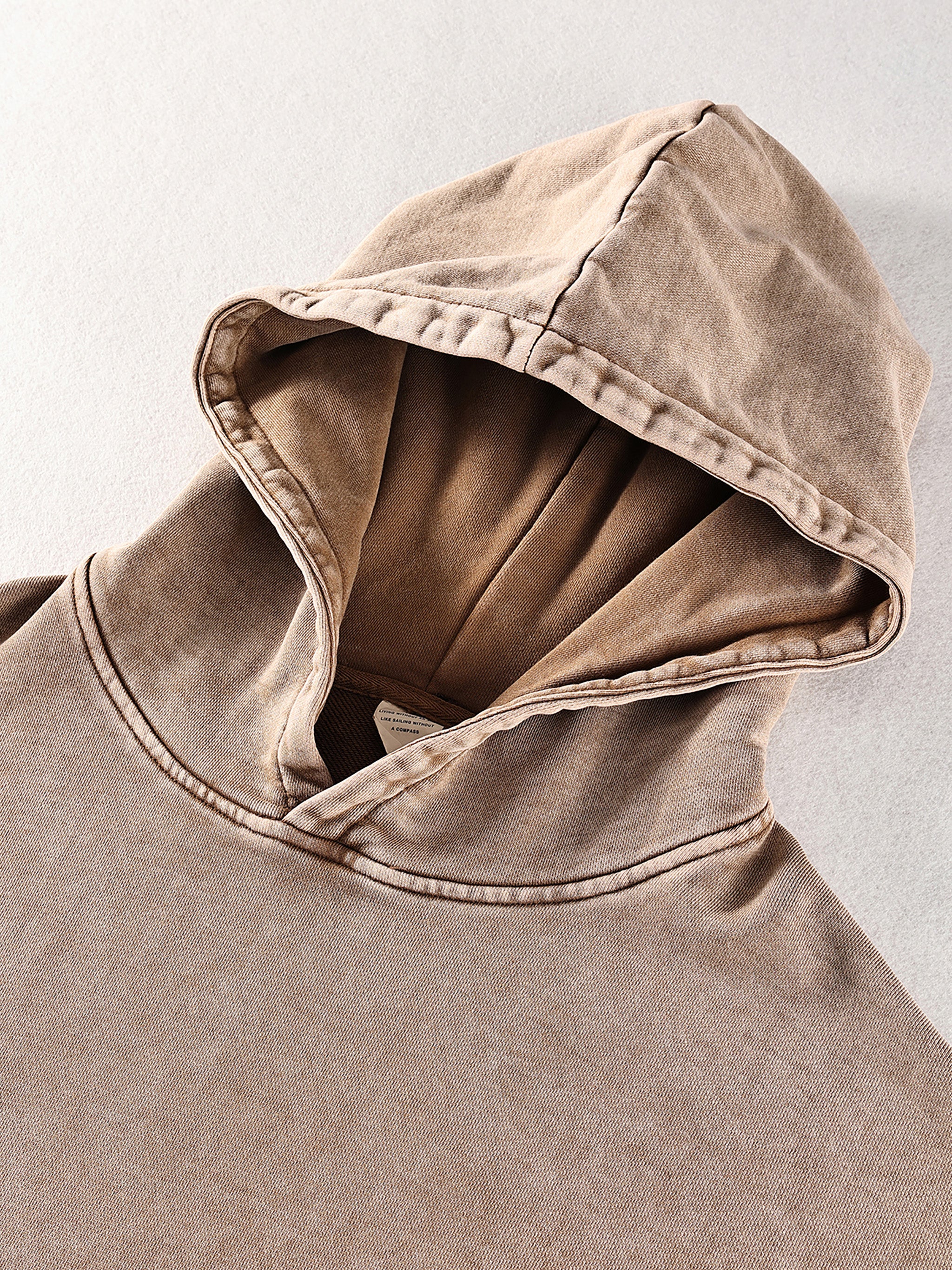 M | SNOW WASHED LOOSE COTTON HOODIE | with logo - Arcadia Apparel