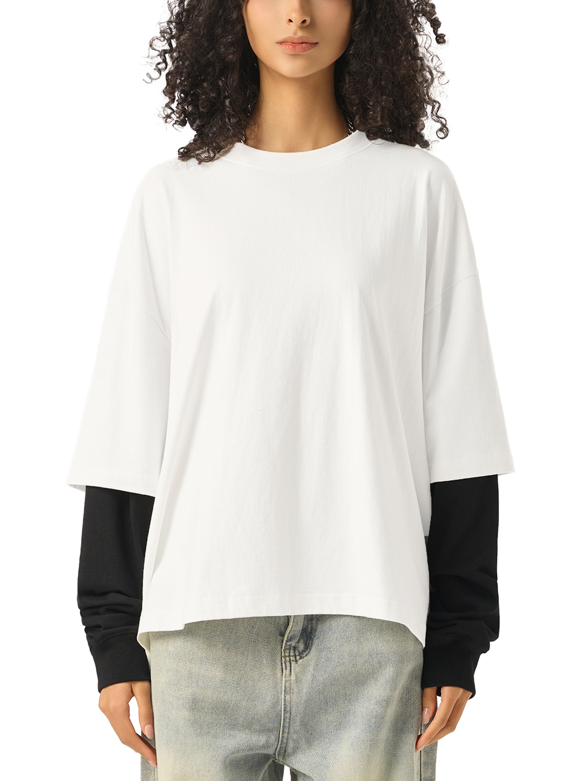 all,arcaprl,arcadia apparel,arcadia,layered,contrast sleeve,cotton,t-shirt,tee,one-size