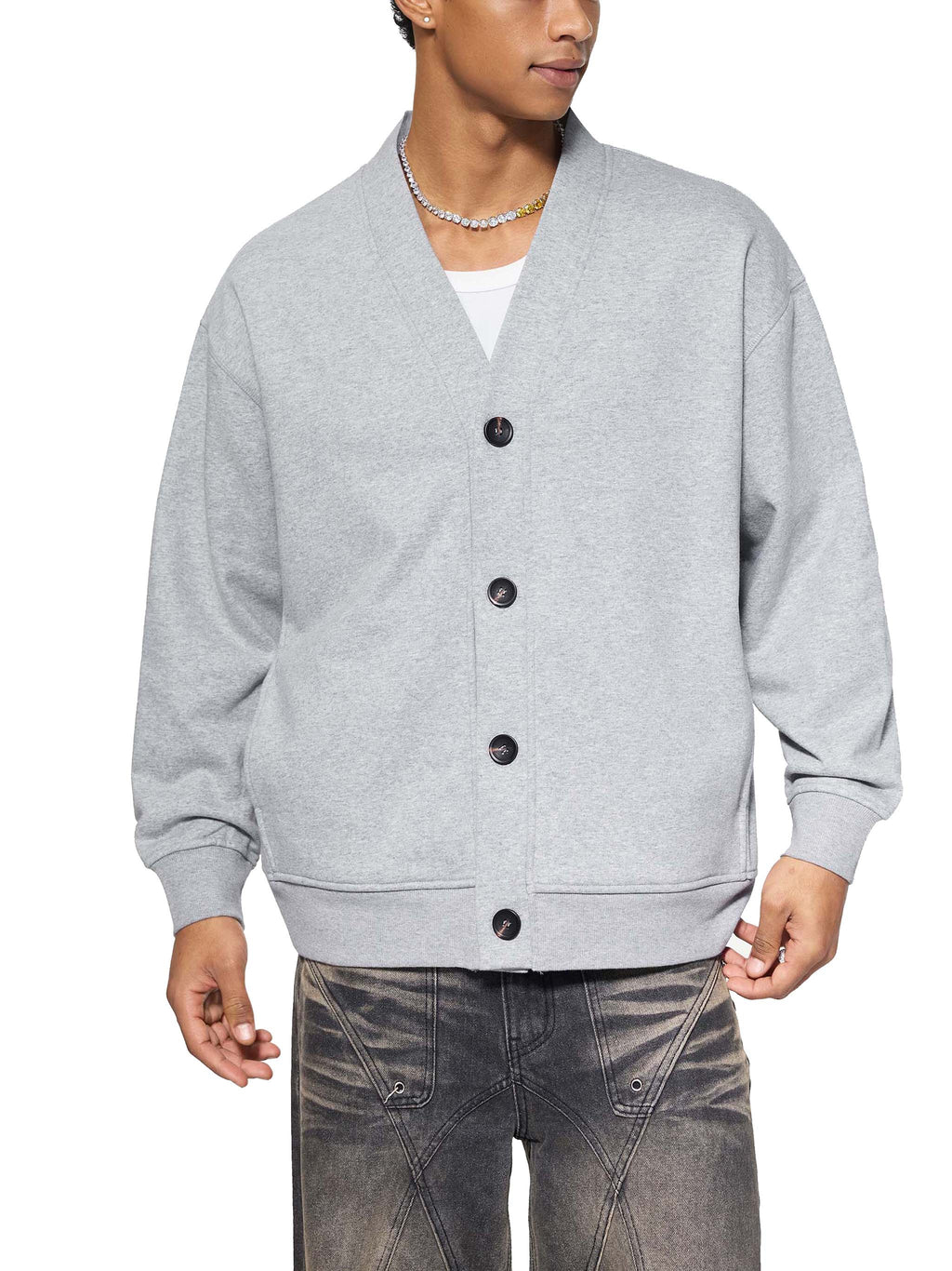 M | essential heavyweight sweat cardigan