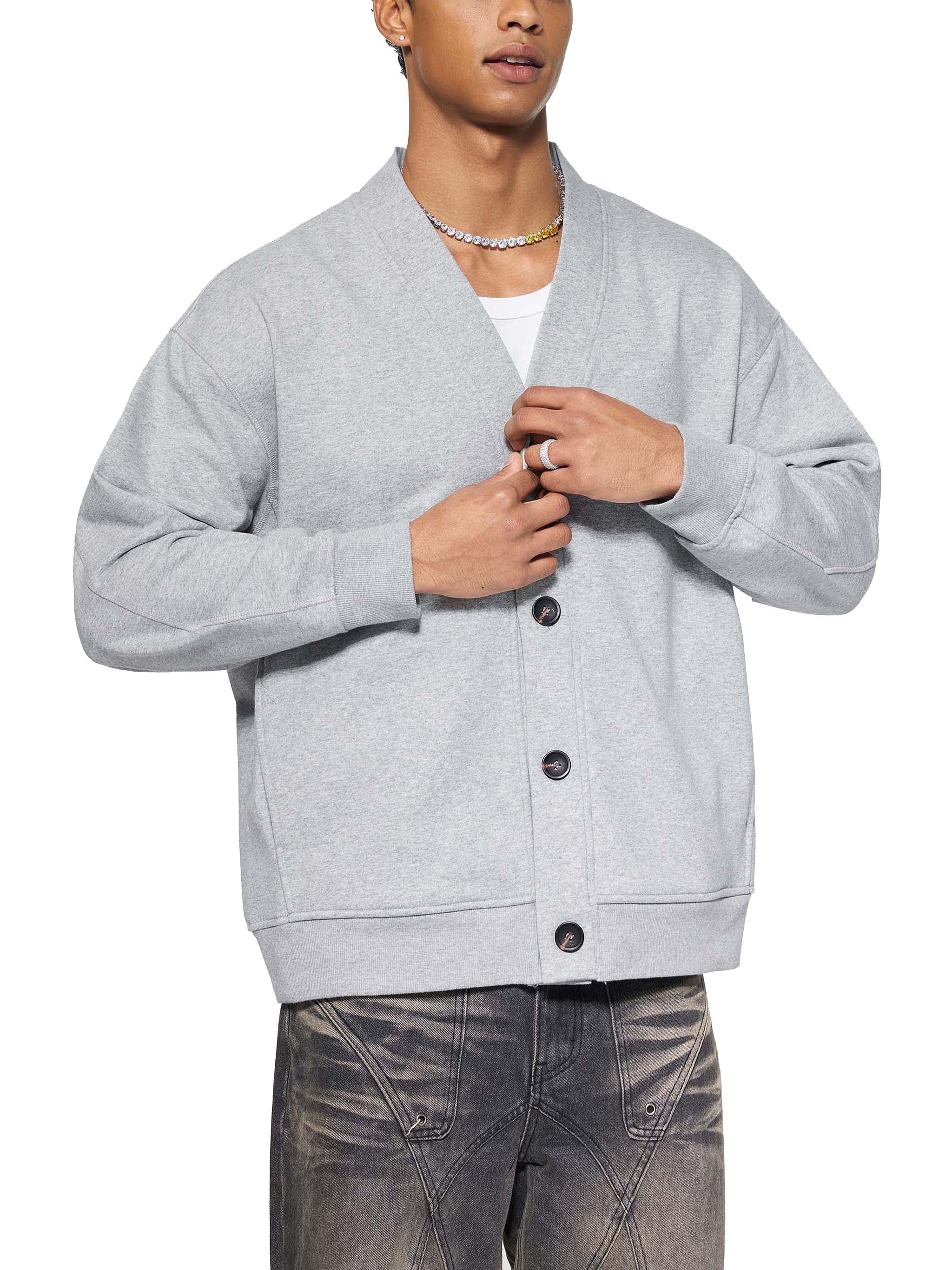 M | essential heavyweight sweat cardigan