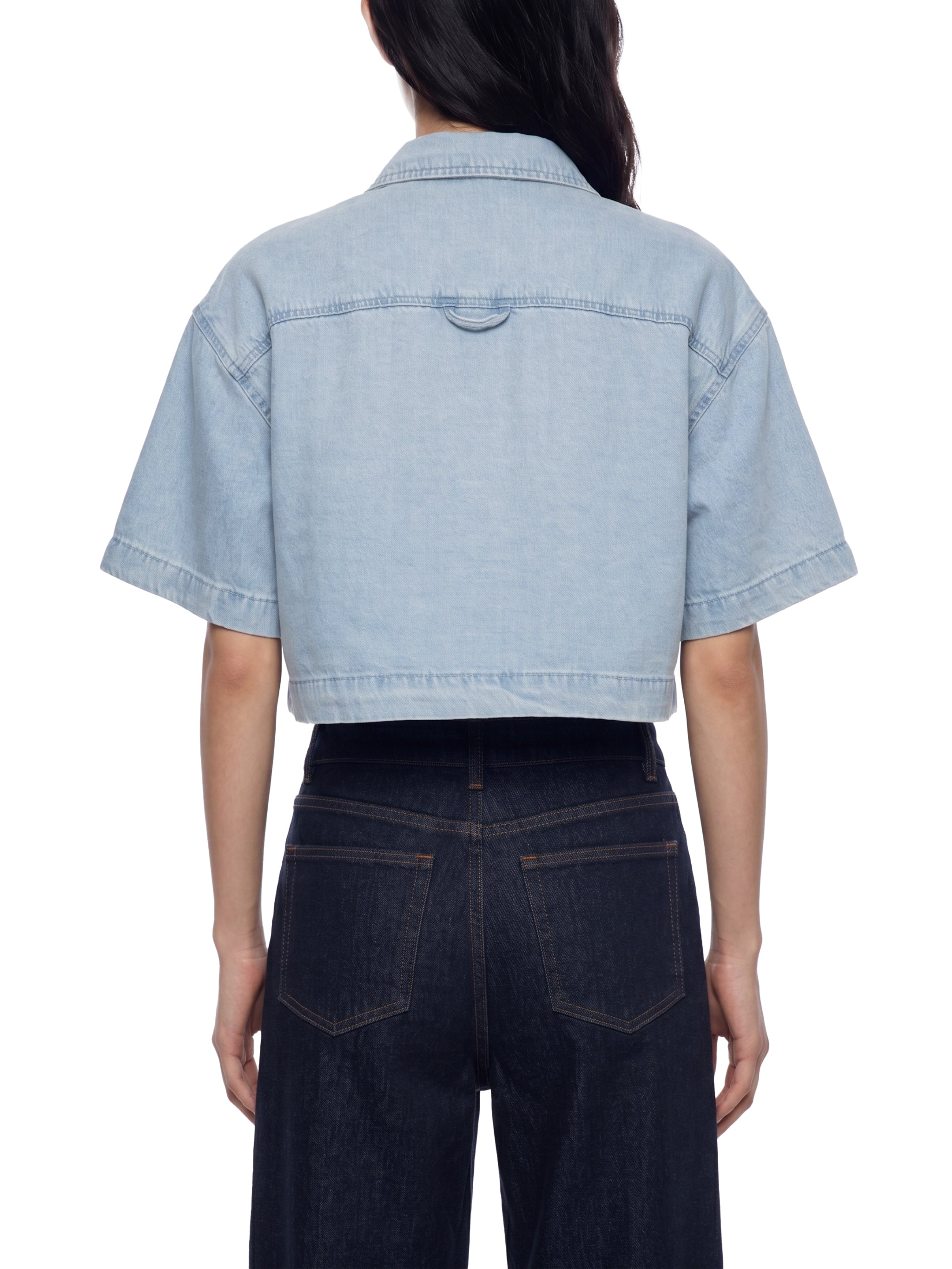 all,arcaprl,vintage,wash,boxy,cropped ,shirt,women's,upper body,100% lyocell