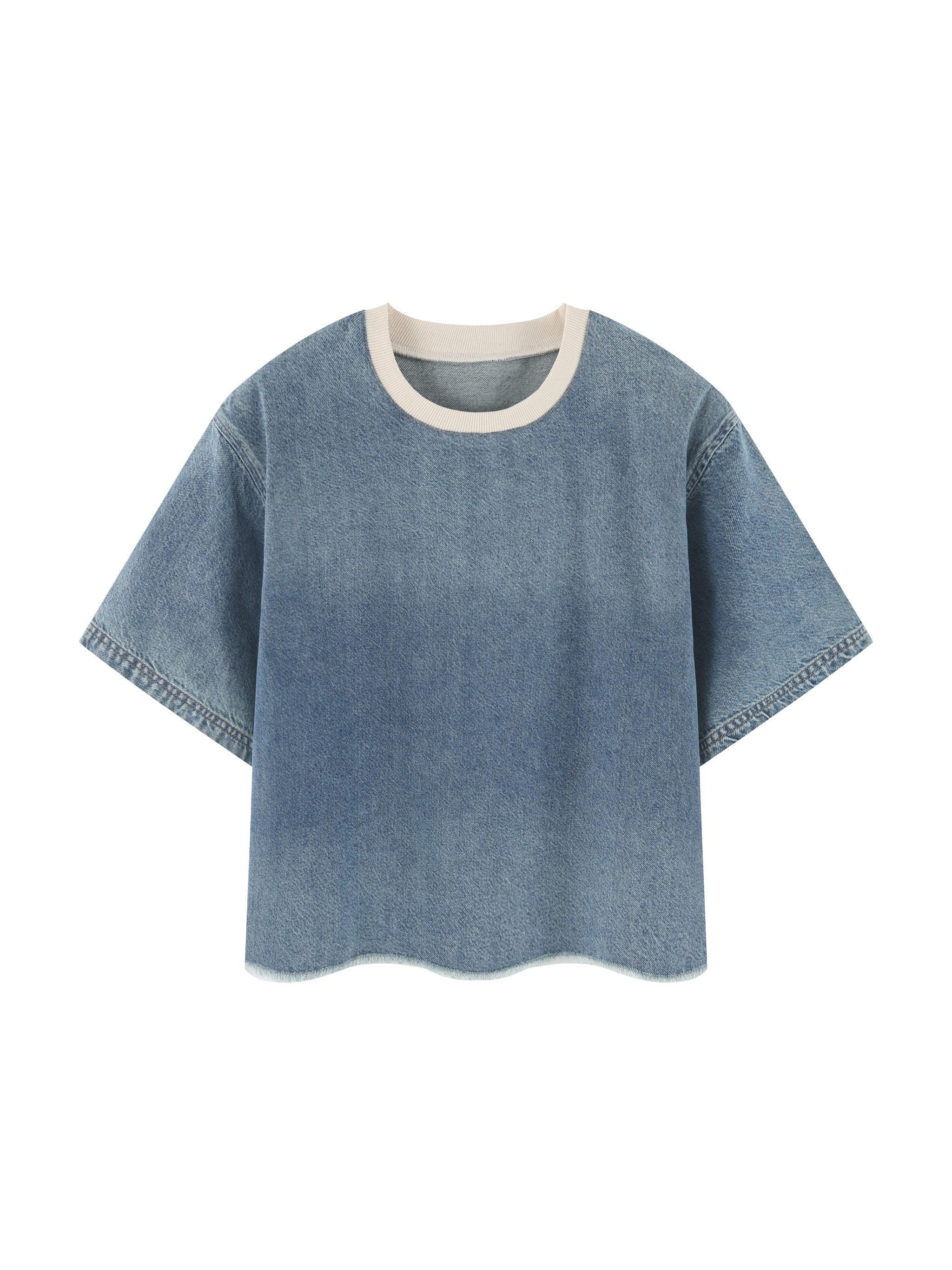 all,arcaprl,one-size,upper body,vintage,wash,boxy,raw-hem,denim,t-shirt