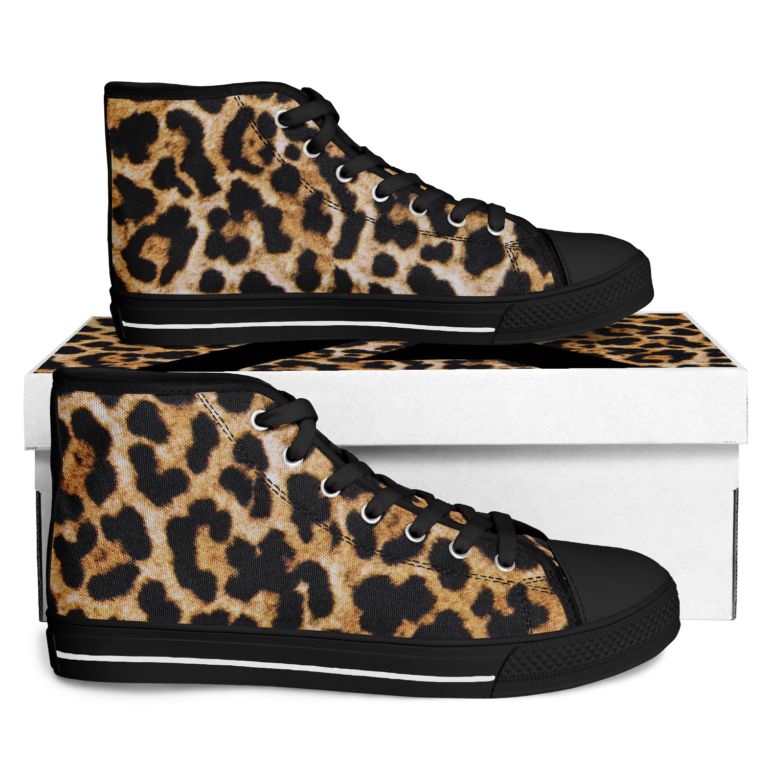 SNE4K | high top | leopard print | black details - Arcadia Apparel