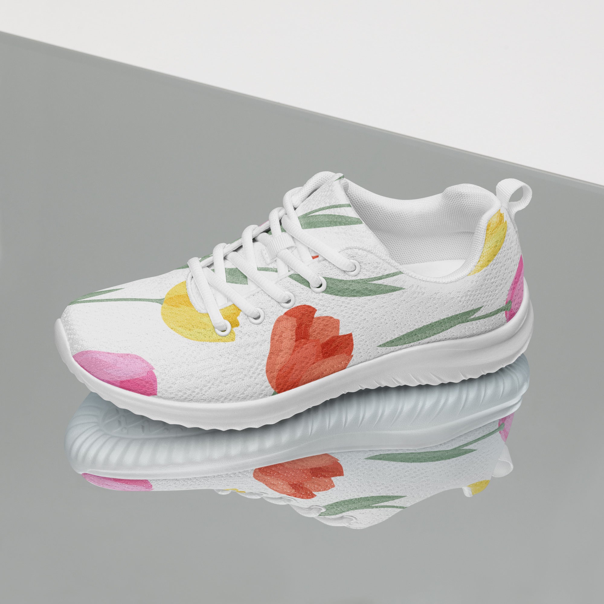 Women’s Tiny Colourful Tulips Athletic Sneaker - Arcadia Apparel